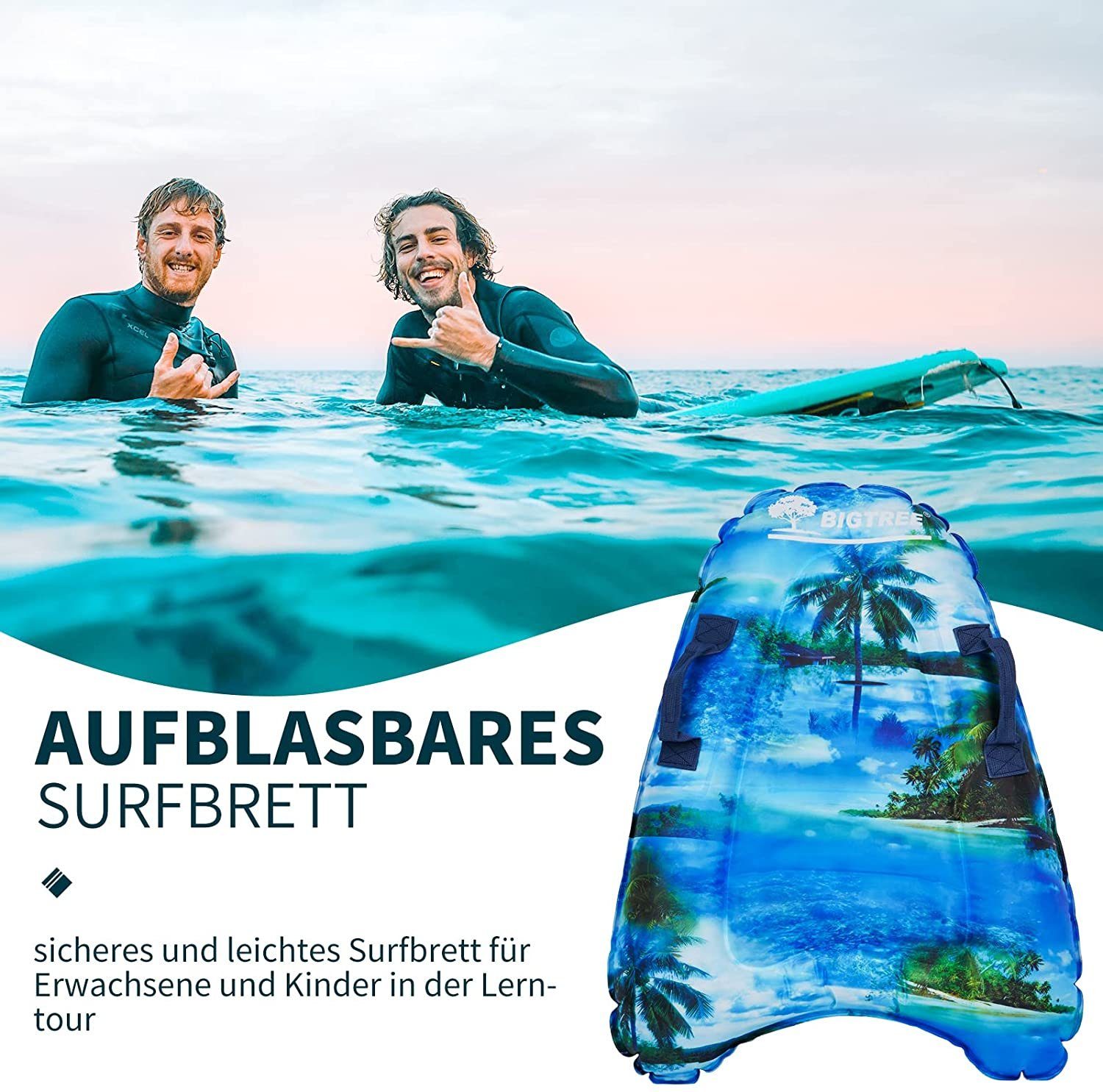 SUP-Board Inflatable Bodyboard, Schwimmhilfe 52x14x70cm, KAHOO Aufblasbares Baum