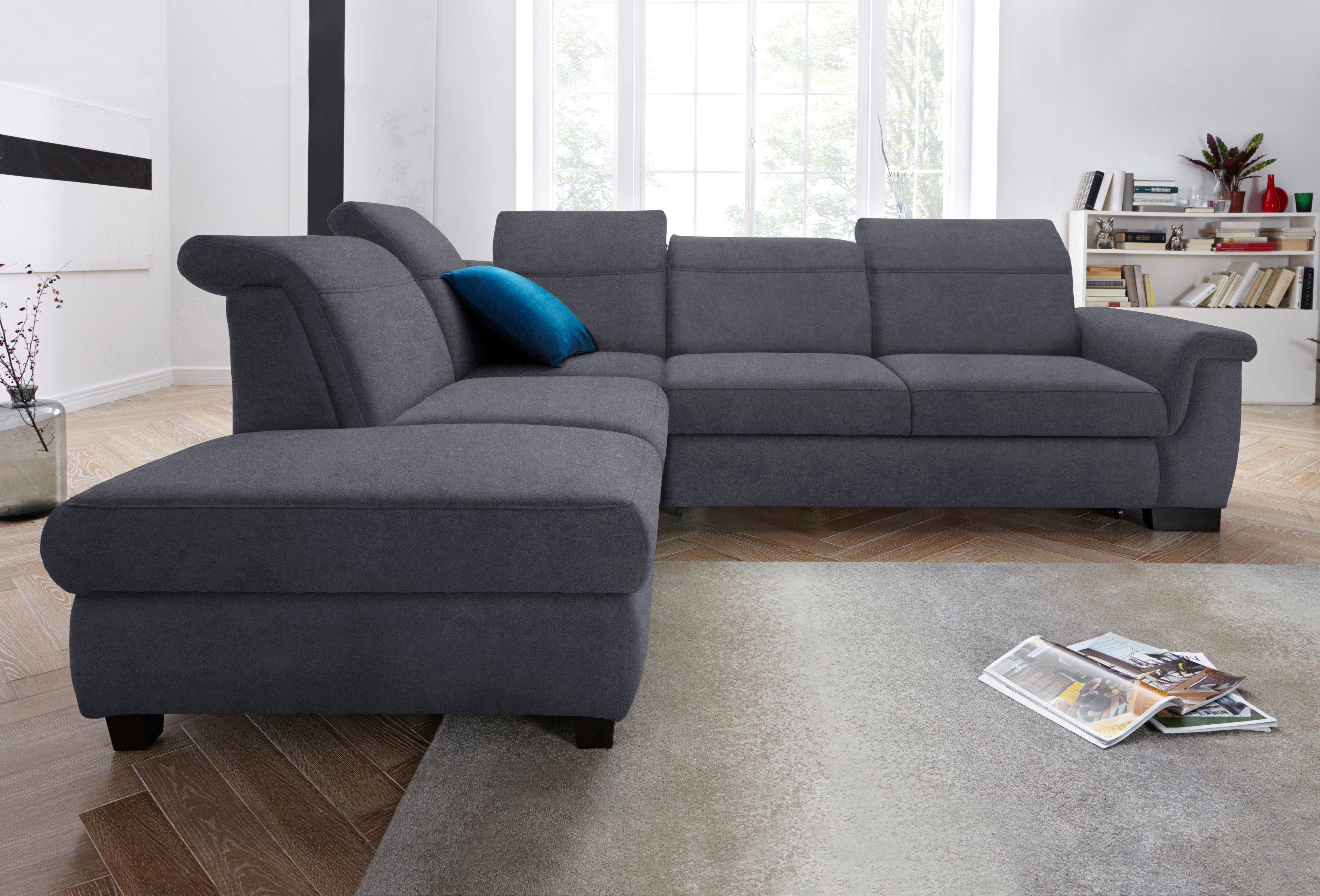 DOMO collection Ecksofa Sully komfortables Sofa, L-Form, wahlweise mit Bettfunktion und Kopf- bzw. Rückenverstellung