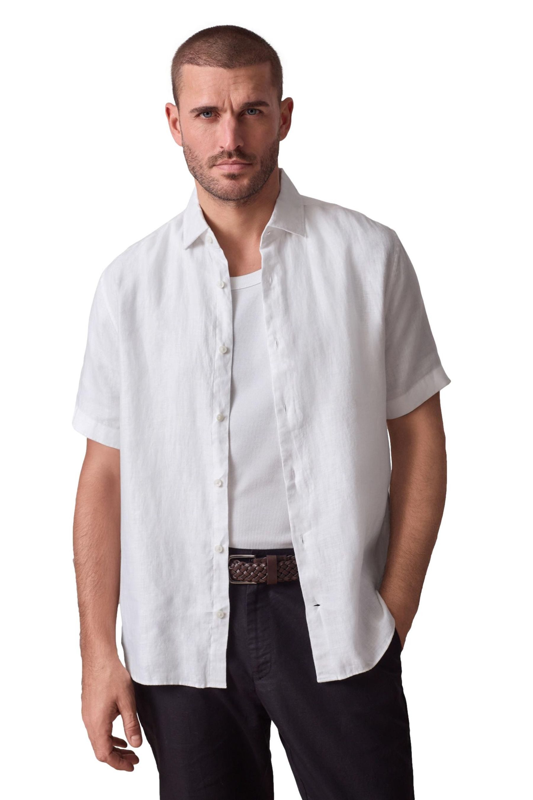 Leinenhemd Signature Regular Fit Kurzarmhemd, Twillstruktur