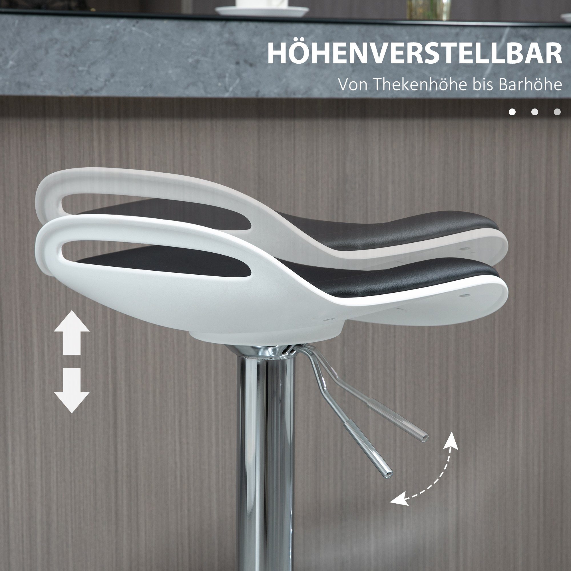 HOMCOM Barhocker Barhocker, 2er-Set, höhenverstellbar, drehbar, 39 x 41 x 68-88 cm (Set, 2 St., 2 Barhocker), 2 Stück