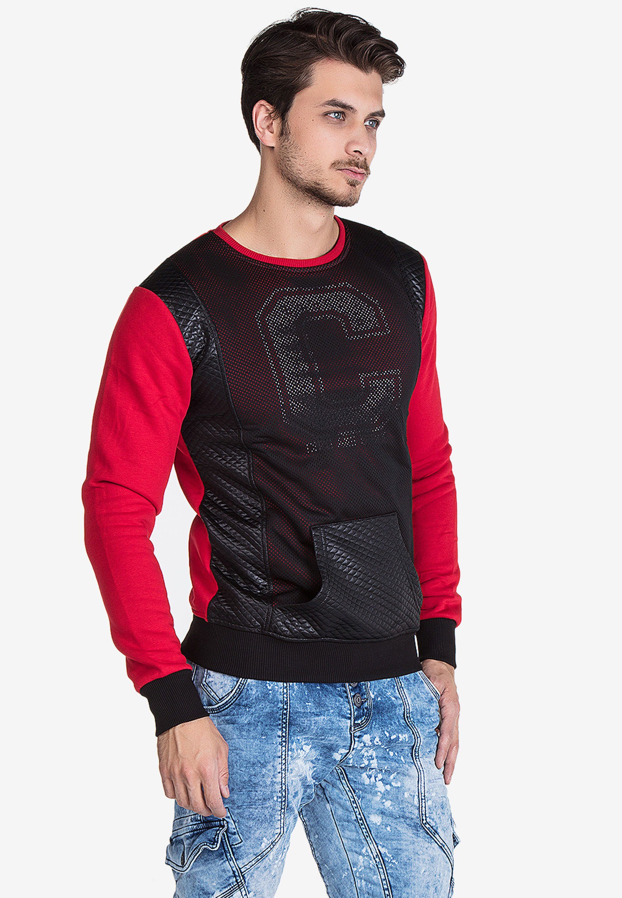 Cipo & in Sweatshirt Baxx cooler Lochmuster-Optik