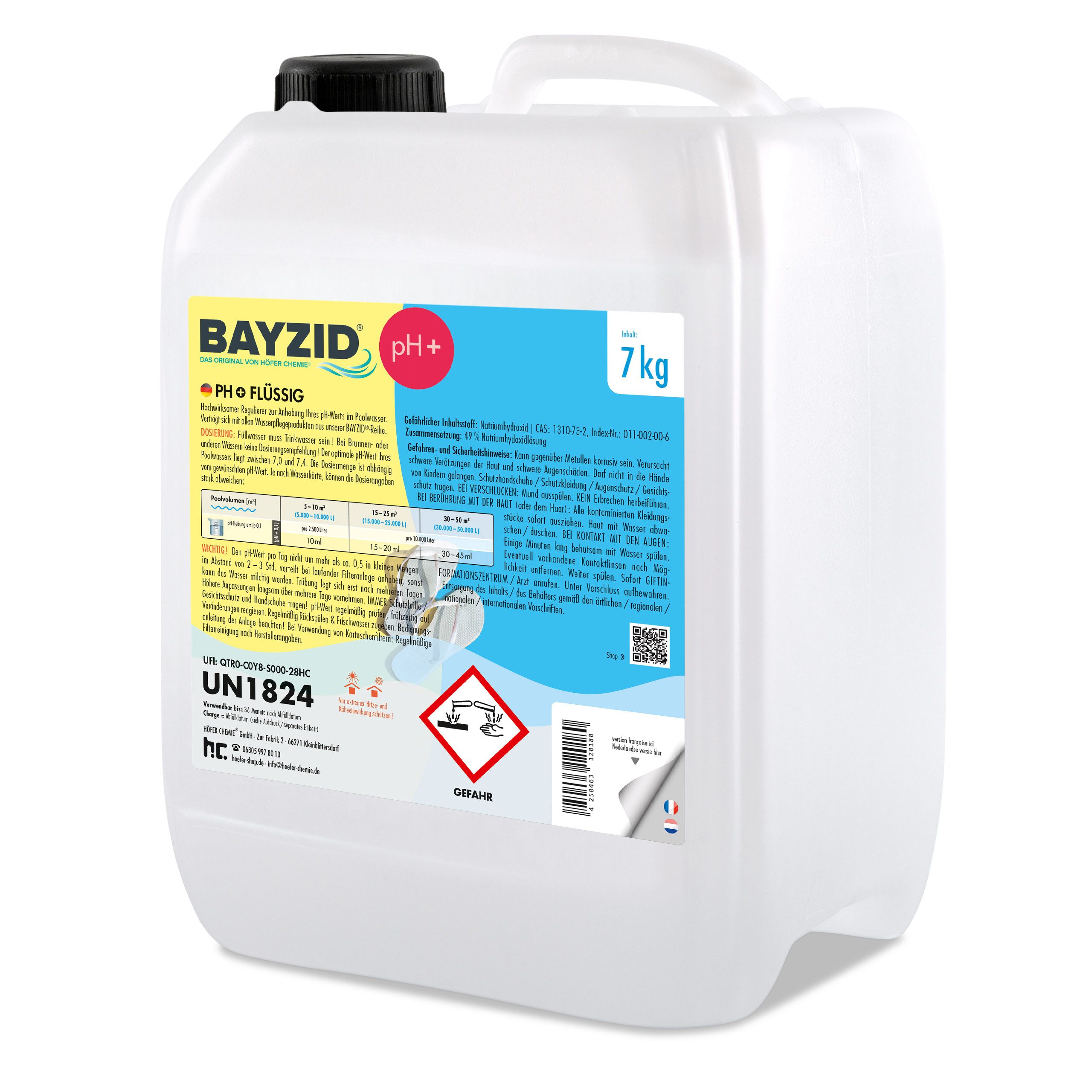 Poolpflege 7 kg BAYZID® pH Plus flüssig