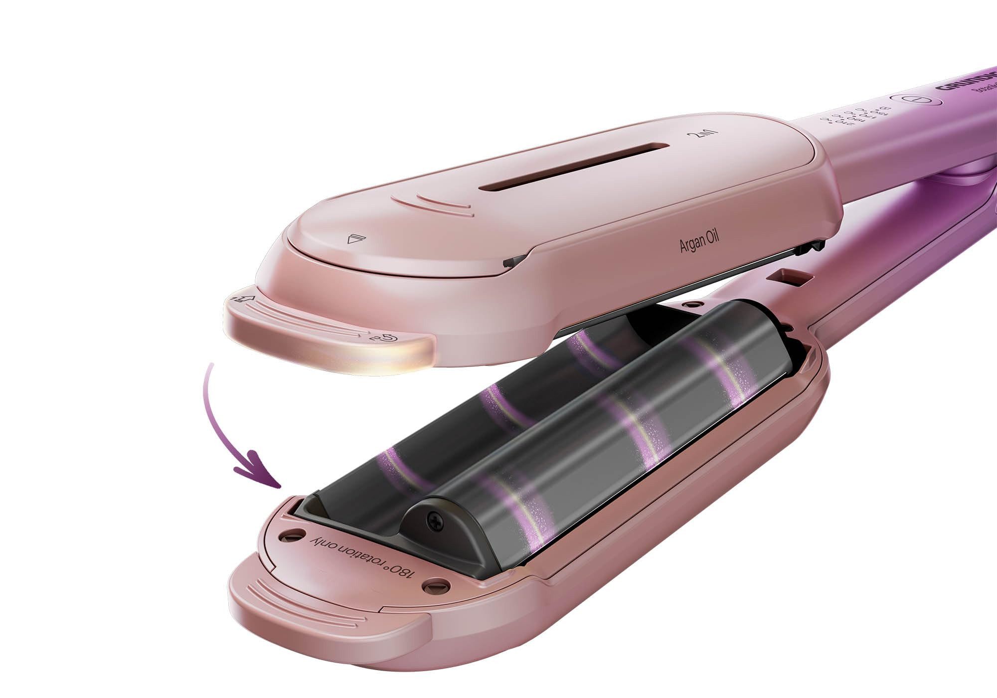 Grundig Glätteisen HS 8331 BotanikaTwist, 2-in-1 Haarstyler mit Keramikbeschichtung und Arganöl
