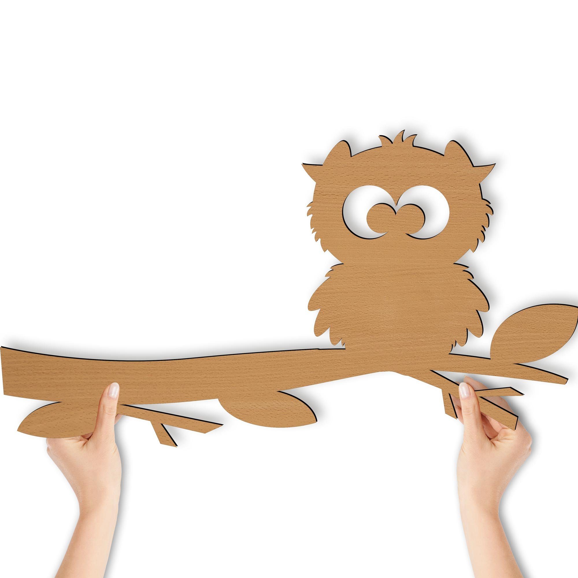 Namofactur LED Nachtlicht Eule Nachtlicht Kinder Wandlampe Kinderzimmer I MDF Holz, LED fest integriert, Warmweiß