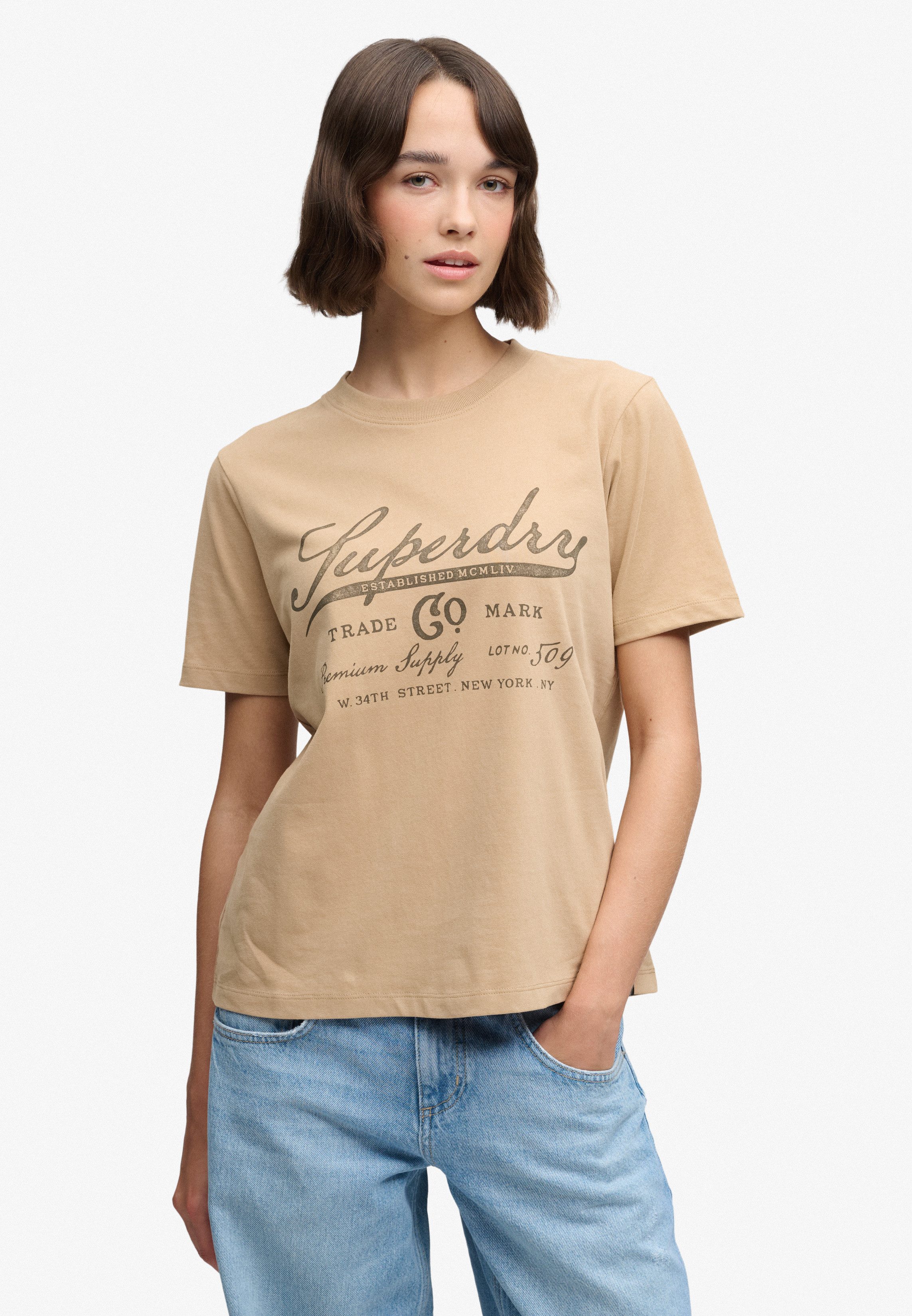 Superdry Print-Shirt VINTAGE WORKWEAR TEE Baumwolle, relaxed fit