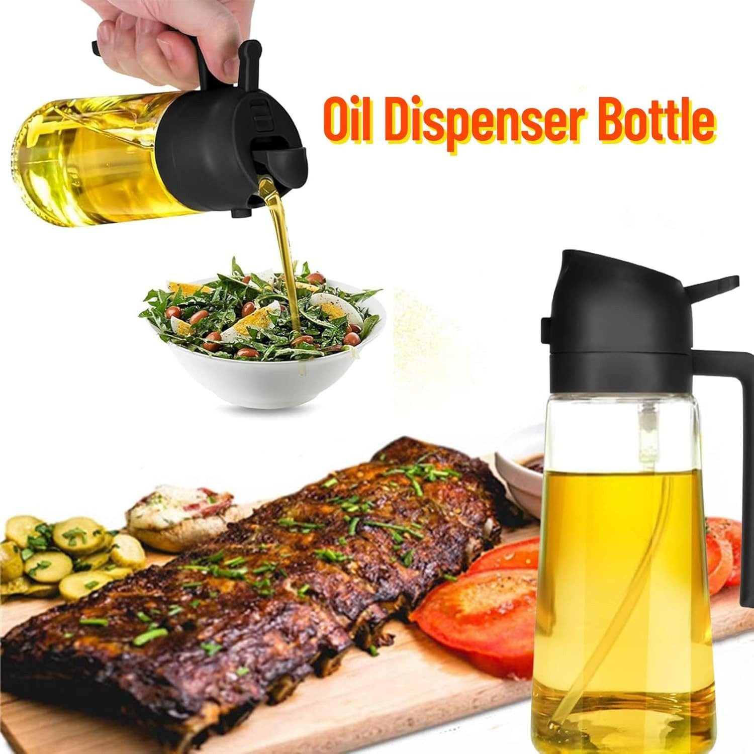 FELIXLEO Ölspender Ölspender 2 in 1 Essig 500 ml Speiseöl Sprühflasche und Sprüher, (1-tlg)