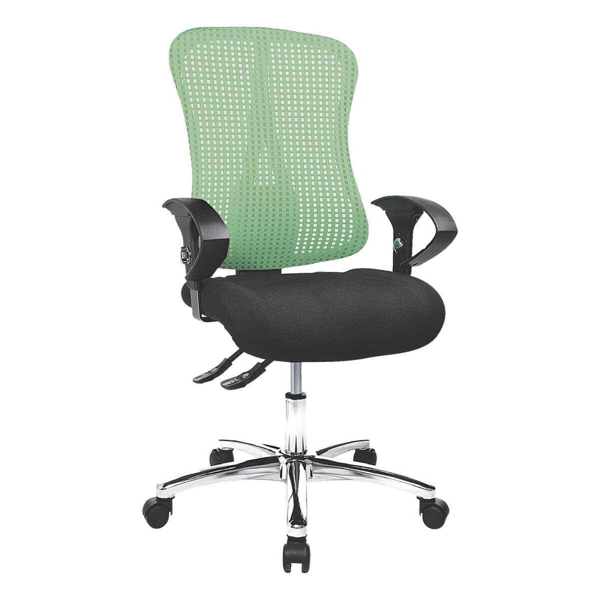 90, 3D-Sitzmechanik Sitness mit TOPSTAR und Schreibtischstuhl grün-schwarz Armlehnen, Muldensitz