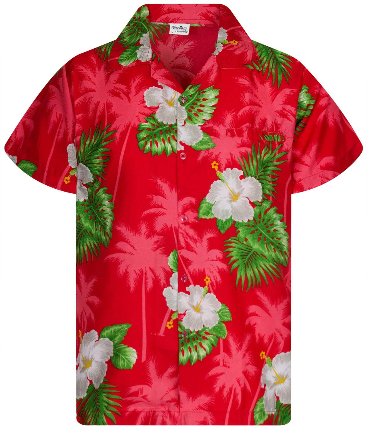 King Kameha Hawaiihemd Small Flower Kids Funky Hawaii-Hemd Kinder Kurzarm Front-Tasche