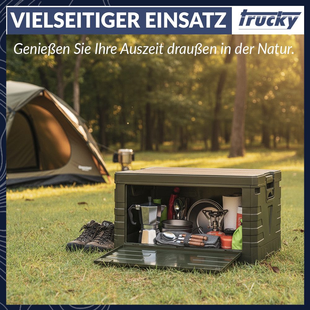 Trucky Faltbox Storage Box 75 L Camping Klappbox Klappkiste 58 x 40 x 33 cm Grün – Bild 3 von 5