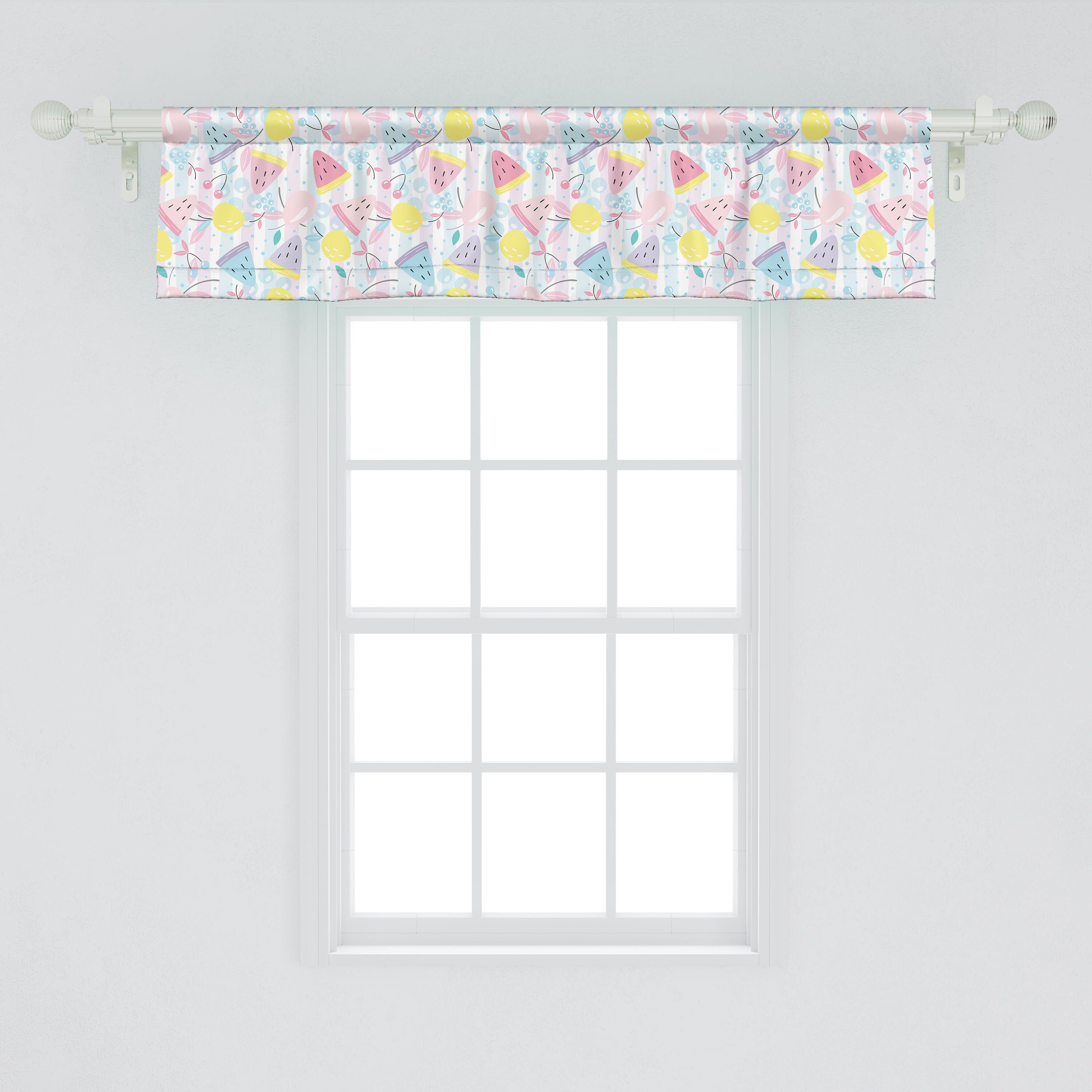 Scheibengardine Vorhang Volant für Abakuhaus, Wassermelone Küche Sommer Birnen Stangentasche, Dekor Kirschen Schlafzimmer mit Microfaser