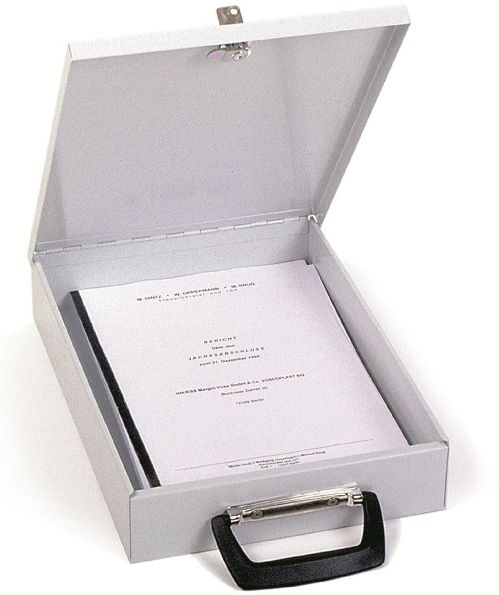 INKiESS Geldkassette Dokumenten-Kassette Dokufix BxTxH 26,0x36,5x8,0cm lichtgrau