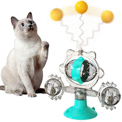 Rosnek Tier-Beschäftigungsspielzeug »Drehscheibe, Windmühlenspielzeug, Katzenstab, Lochball, Saugnapfbefestigung, für Katzen zum Spielen«