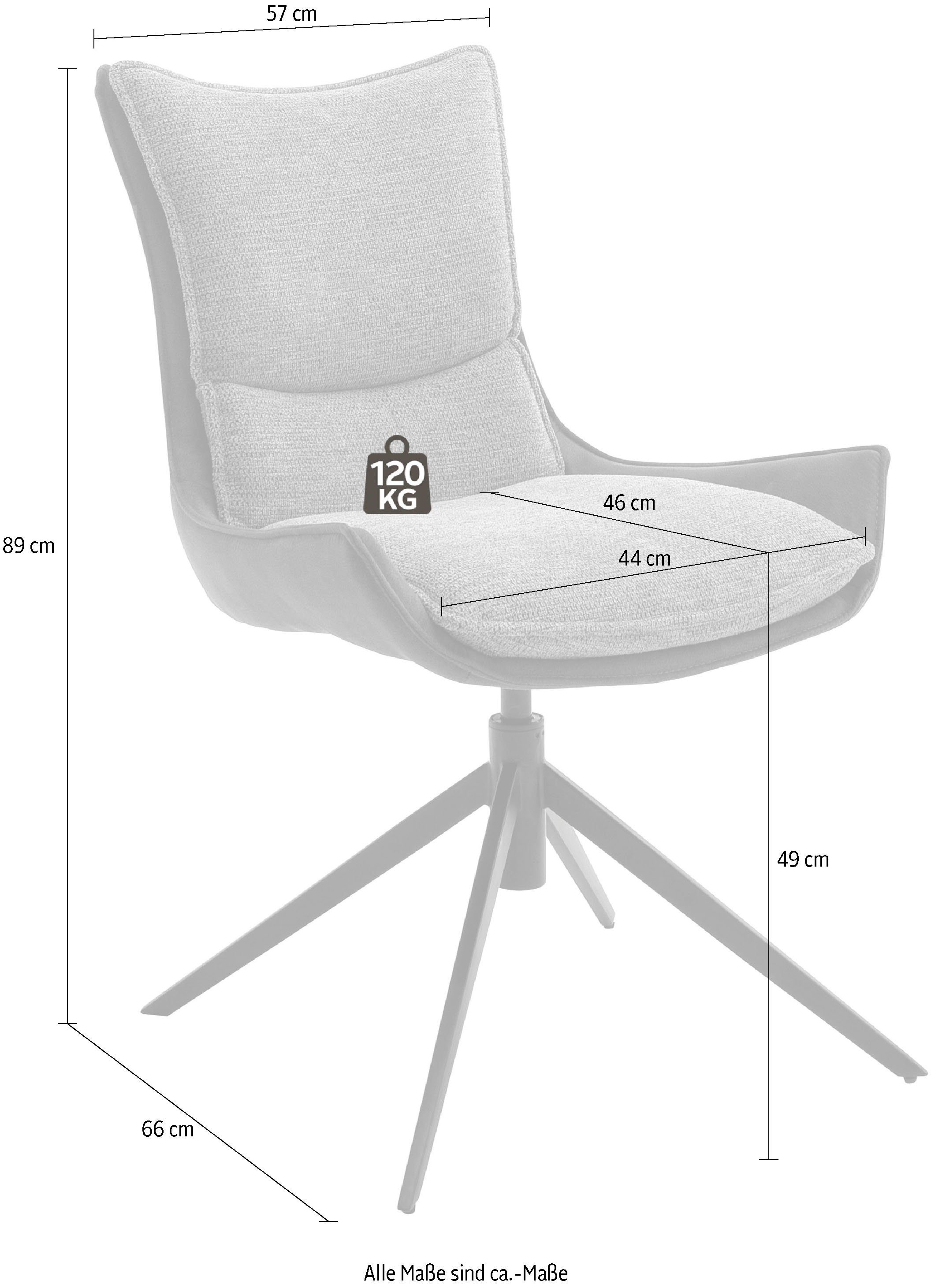 MCA furniture 4-Fußstuhl Kitami Nivellierung, Esszimmerstuhl 2 kg Rostbraun Rostbraun 120 drehbar 360° (Set, St), | bis mit Stoffbezug