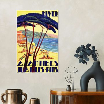 Posterlounge Poster Vintage Travel Collection, Winter in Antibes (Französisch), Wohnzimmer Vintage Illustration
