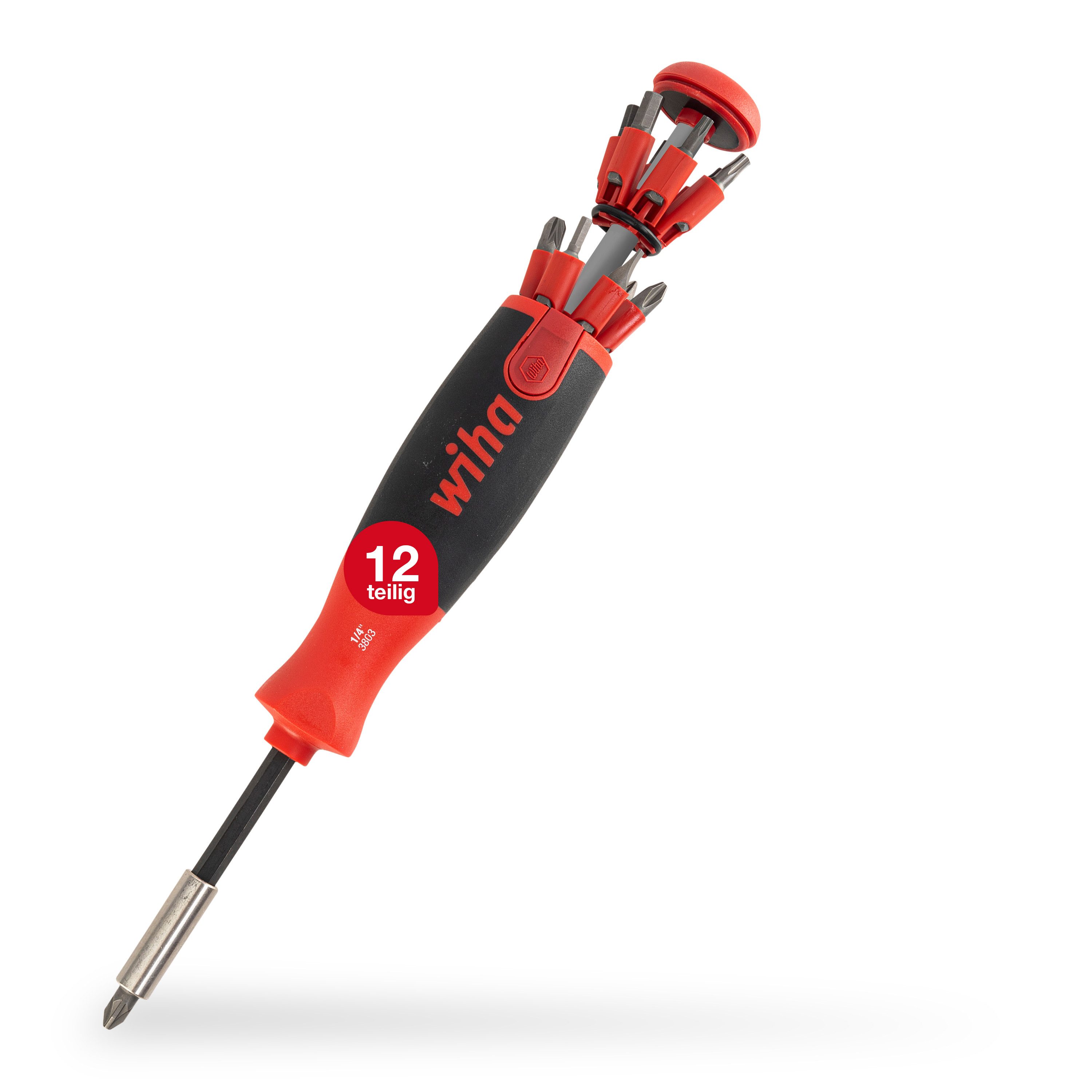 Wiha Отвертки LiftUp 25 (38601), verstaubares Bit Set, Schraubenzieher, mit 12 Биты, 1/4", kompakt