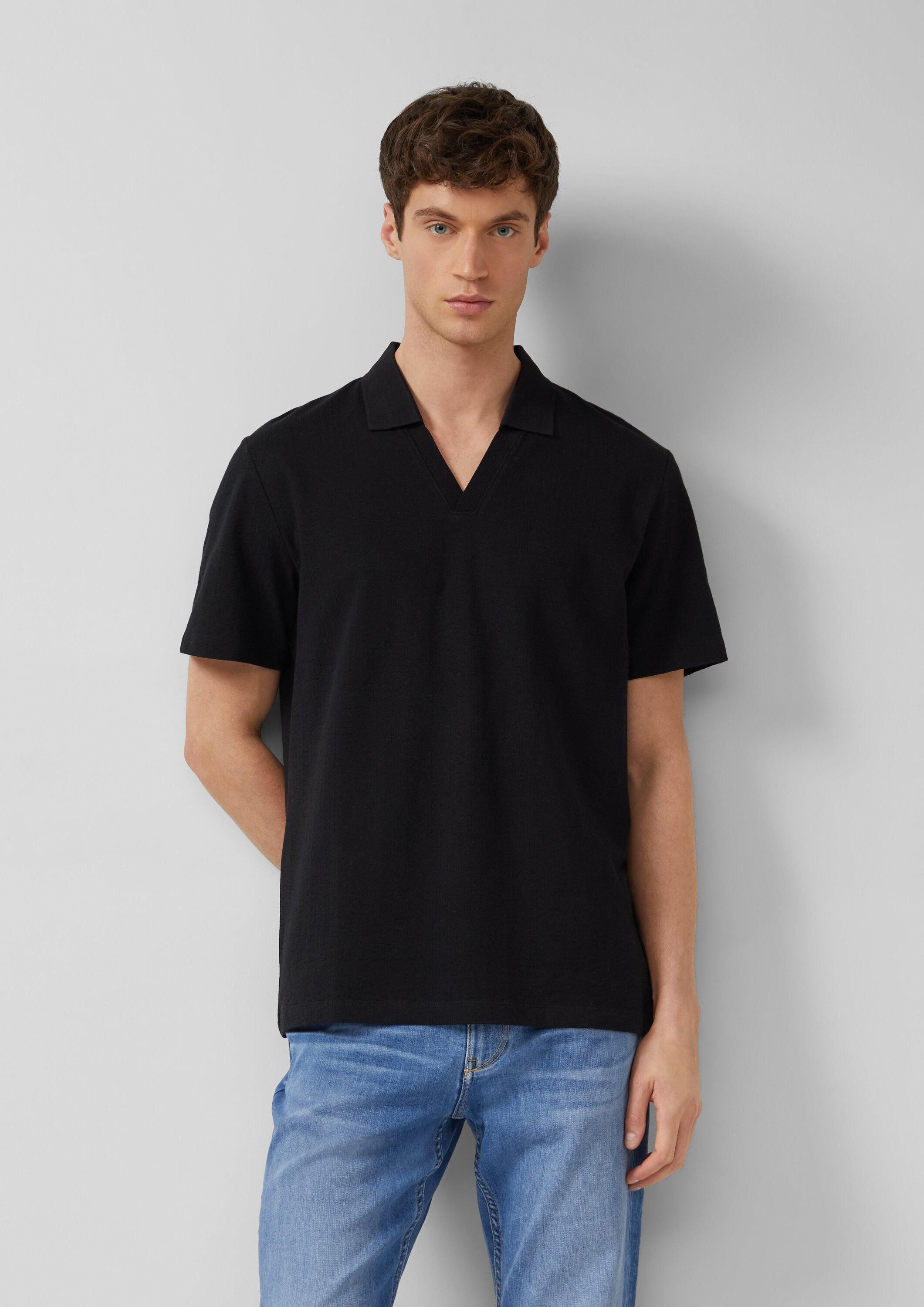 s.Oliver Kurzarmshirt Polo-Shirt Poloshirt mit Struktur aus reiner Baumwolle
