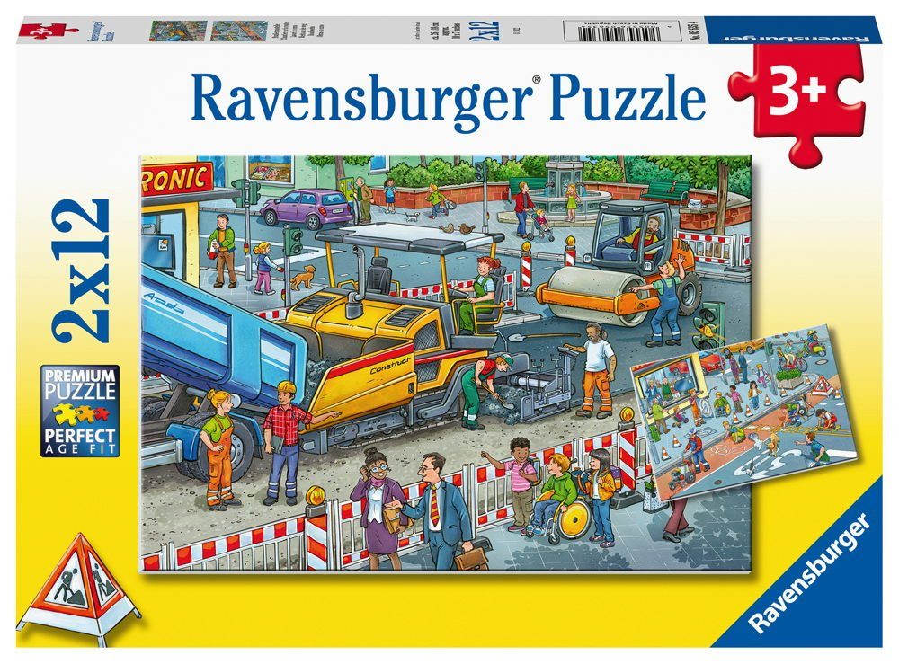 Ravensburger Puzzle 2 x 12 Teile Puzzle Straßenbaustelle 05635, 12 Puzzleteile