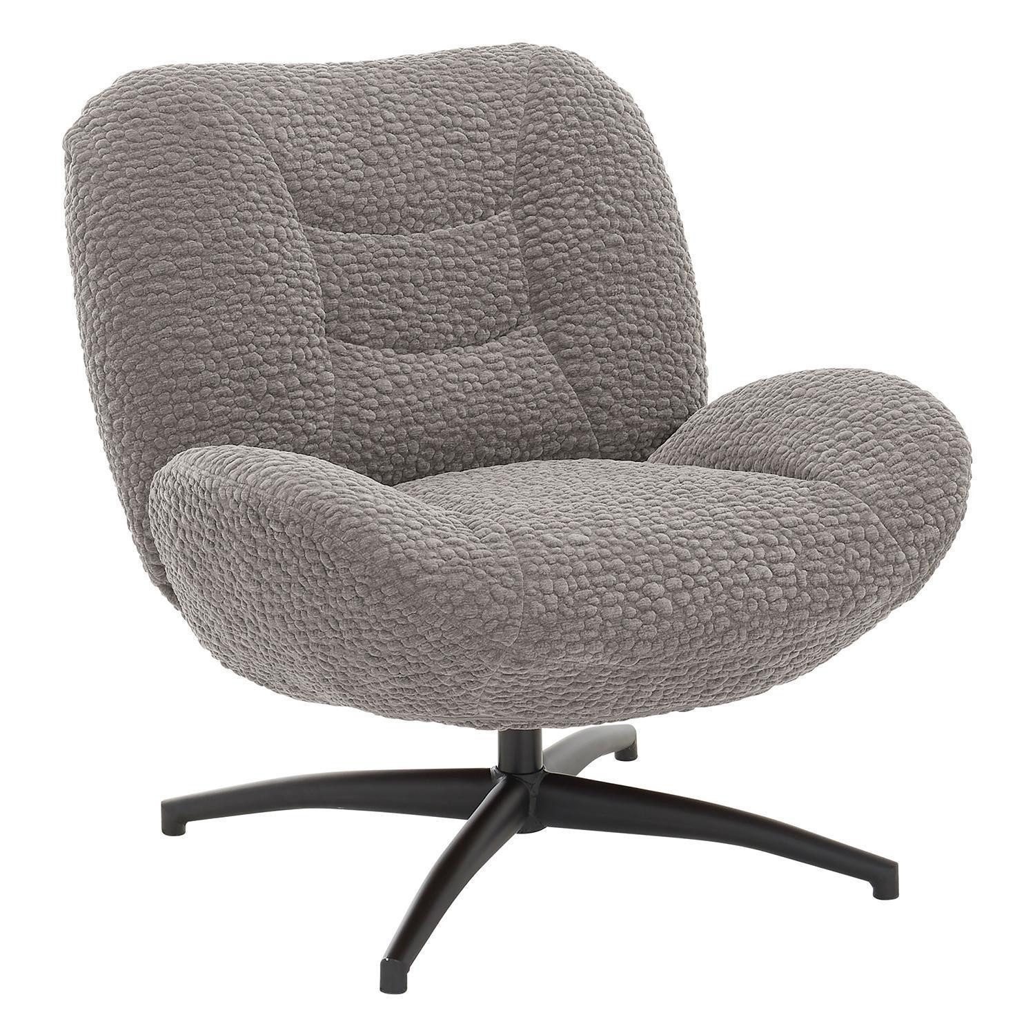 Relaxsessel MANAUS, Grau, 3D-Stoffbezug, Metallgestell, 360 Grad drehbar, B 83 x H 84 x T 91 cm