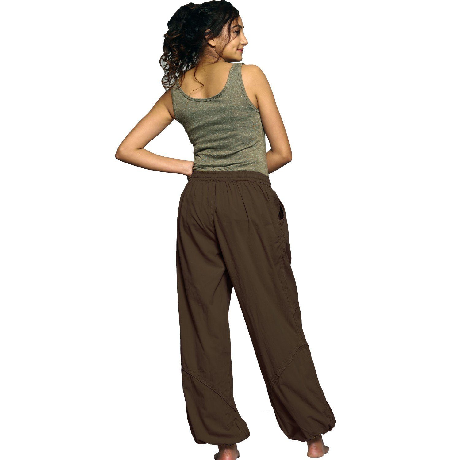 SIMANDRA Haremshose Bund Yoga elastischem Fitness Coffee Damen Schlupfhose mit für Triangle (1-tlg) &