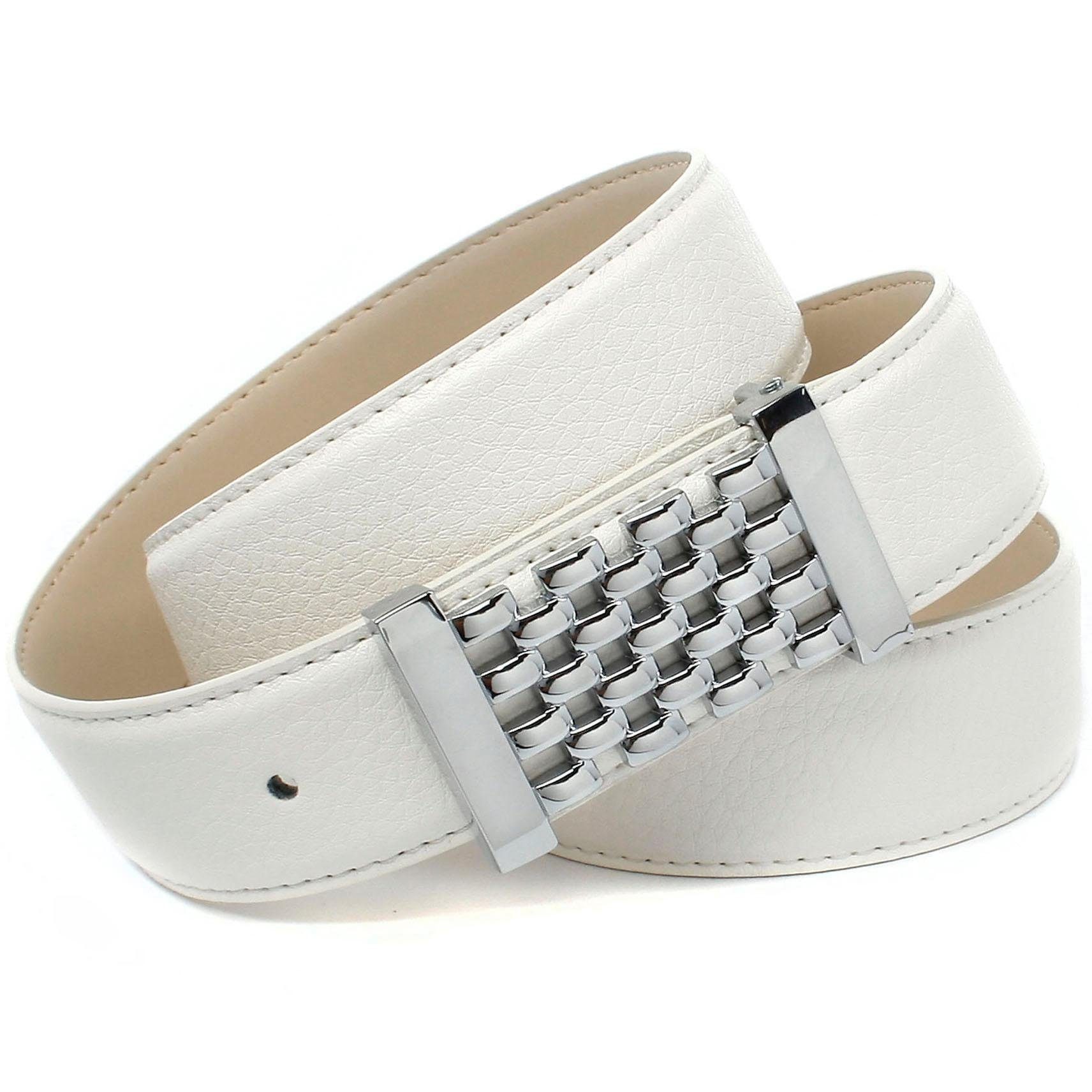 Anthoni Crown Ledergürtel mit Fashion-Koppelschließe, in Gitter-Optik