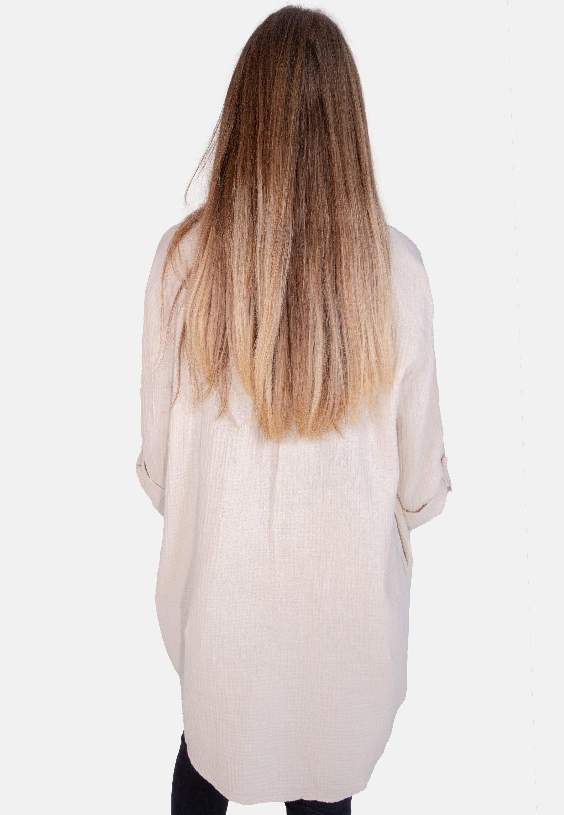 Seasons of April Hemdbluse Oversized Musselinbluse Jessy (1-tlg) Musselin Hemdbluse mit Knopfverschluss 100% Baumwolle