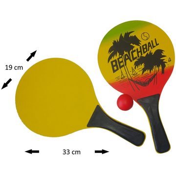 L.A. Sports Beachballschläger Beach-Ball Set Schläger aus Holz mit Ersatzbällen Garten Strandspiele, (Spiel-Set, mit Ersatzbällen), farbenfrohes Design