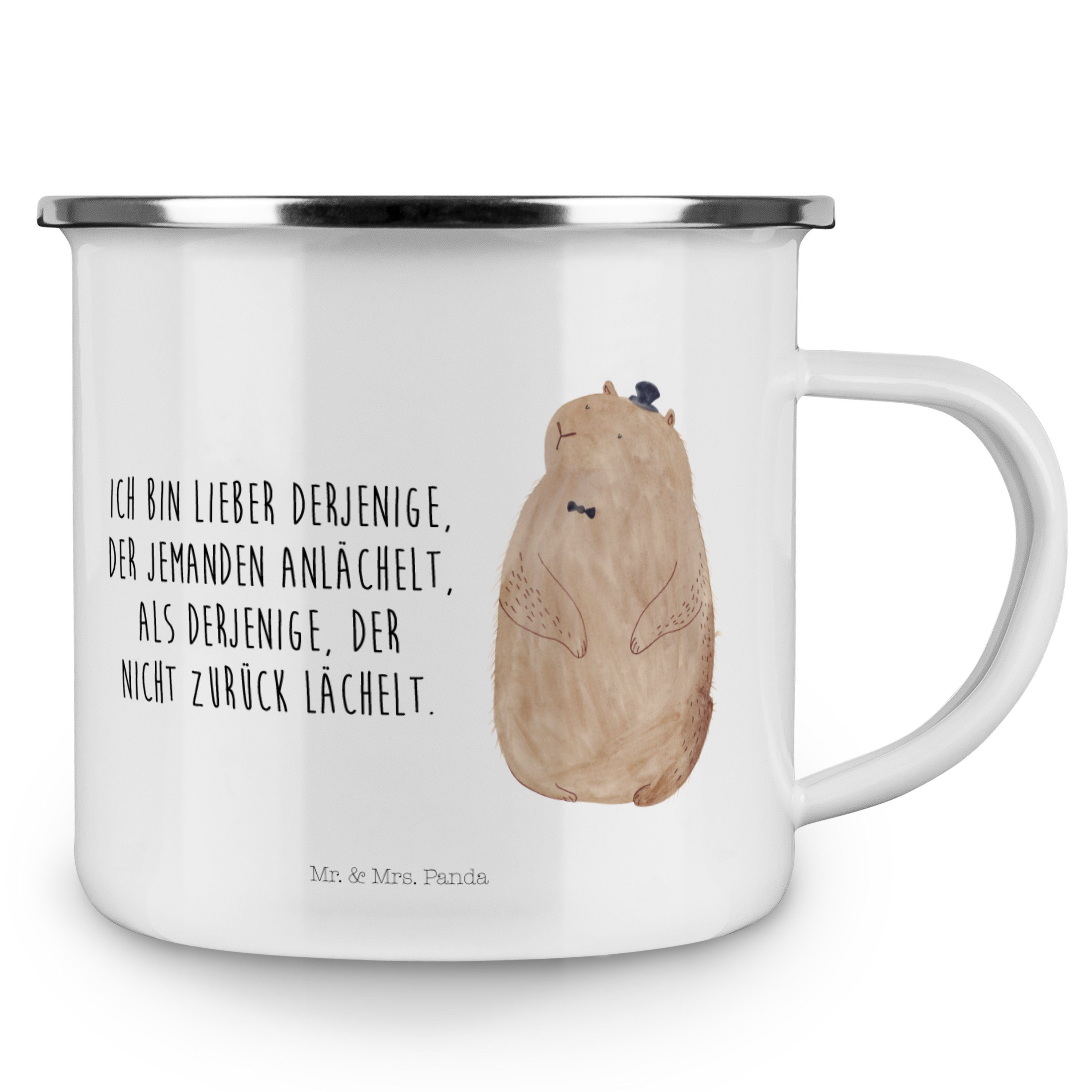 Mrs. Tiere, Mr. Weiß Camping Geschenk, & Tas, Murmeltier Trinkbecher, Panda - Becher Emaille Knigge, -