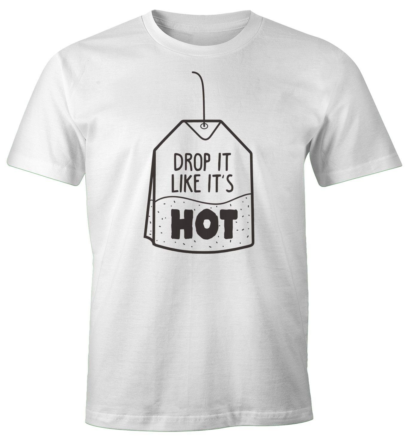 MoonWorks Print-Shirt Herren T-Shirt Spruch Drop it like it's hot Fun-Shirt Moonworks® mit Print