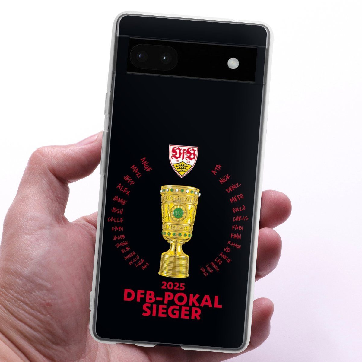 DeinDesign Handyhülle VfB Stuttgart Pokal Offizielles Lizenzprodukt, Google Pixel 6a Silikon Hülle Bumper Case Handy Schutzhülle