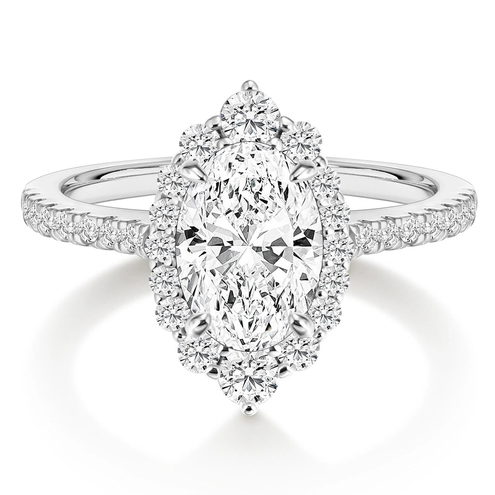 Jumpeak Diamantring 3ct-Diamantring für Damen, Damenring aus 585er Gold, Verlobungsring, Eheringe für Damen, Platinringe für Damen, Geburtstagsgeschenke, IGI
