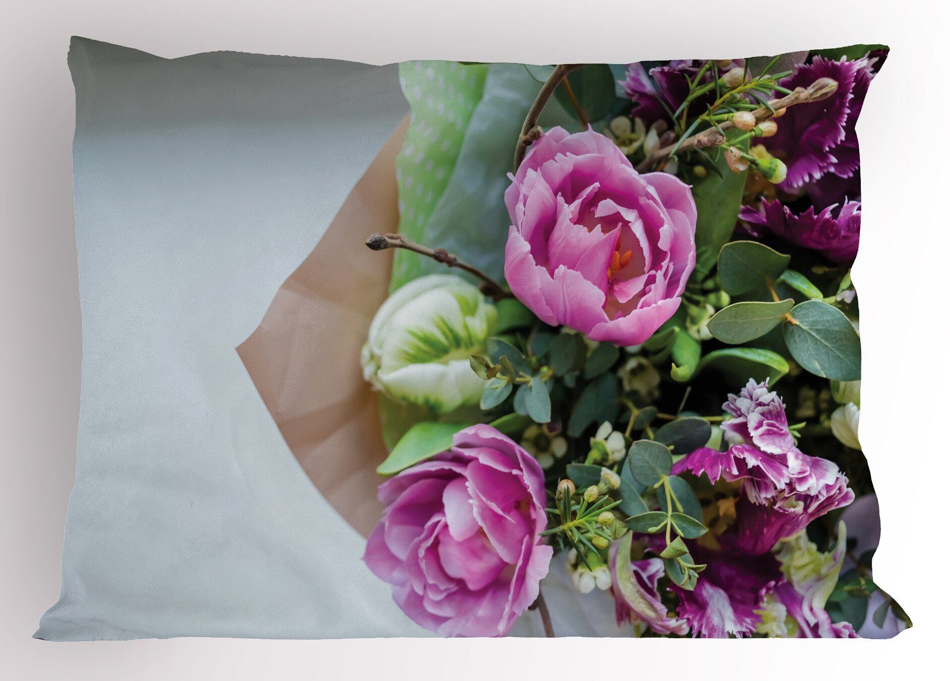 Kissenbezüge Dekorativer Standard King Size Gedruckter Kissenbezug, Abakuhaus (1 Stück), Pfingstrose Empfindliches Blumenstrauß Foto