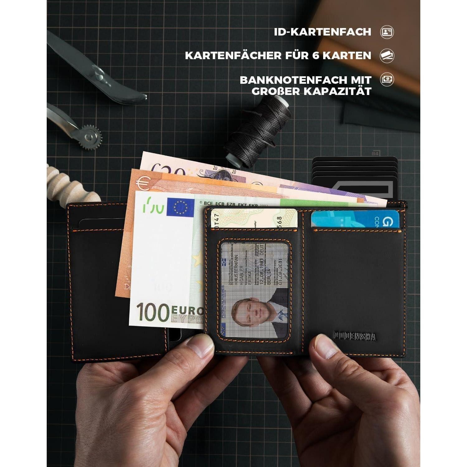 LuxusKollektion Geldbörse Slim Wallet Herren RFID Schutz Magnetverschluss Geldbörse Münzfach – Bild 3 von 5