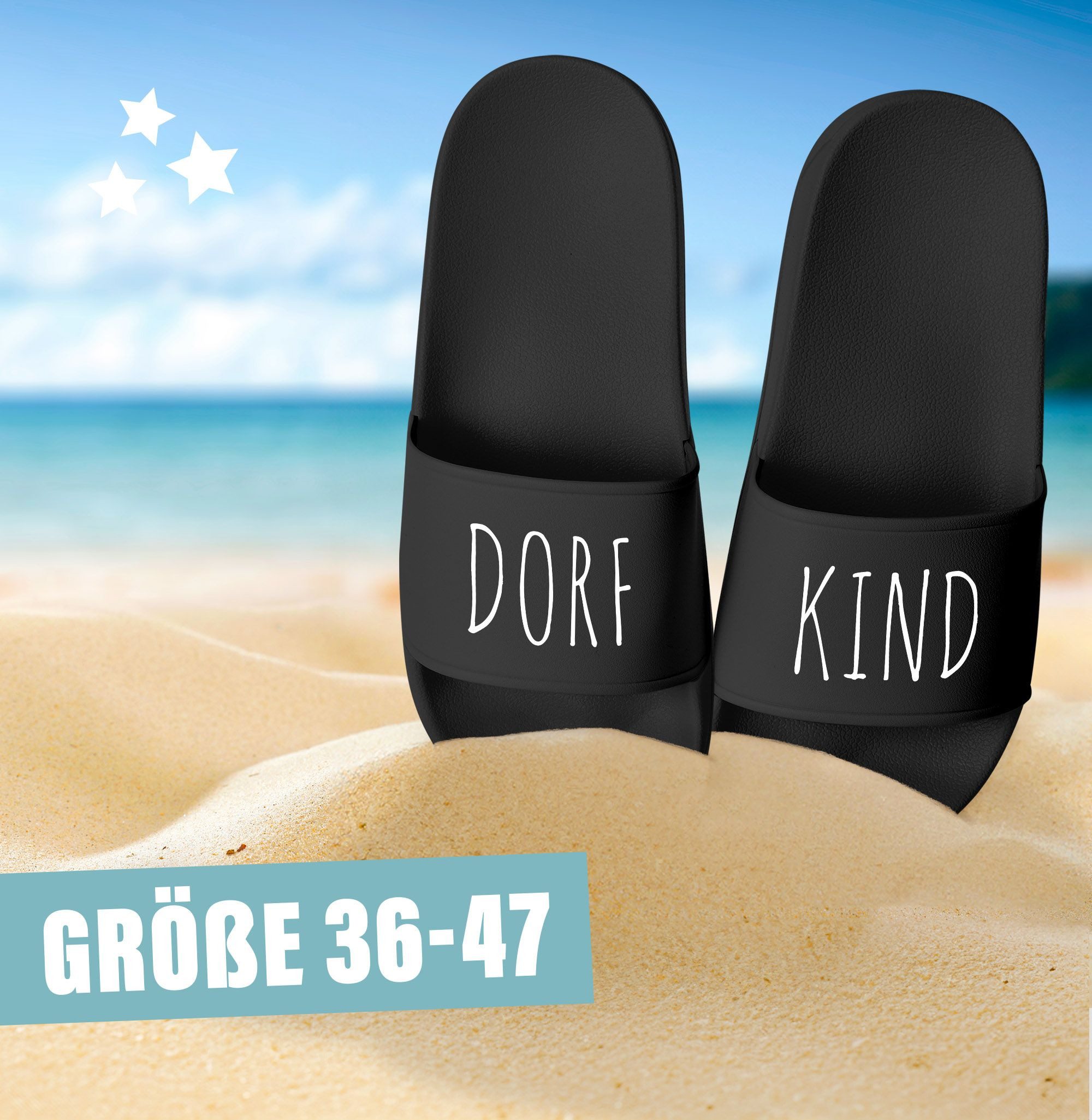 MoonWorks Badeschlappen Badelatschen Unisex Slides mit Aufdruck für Badesandale – Bild 3 von 5