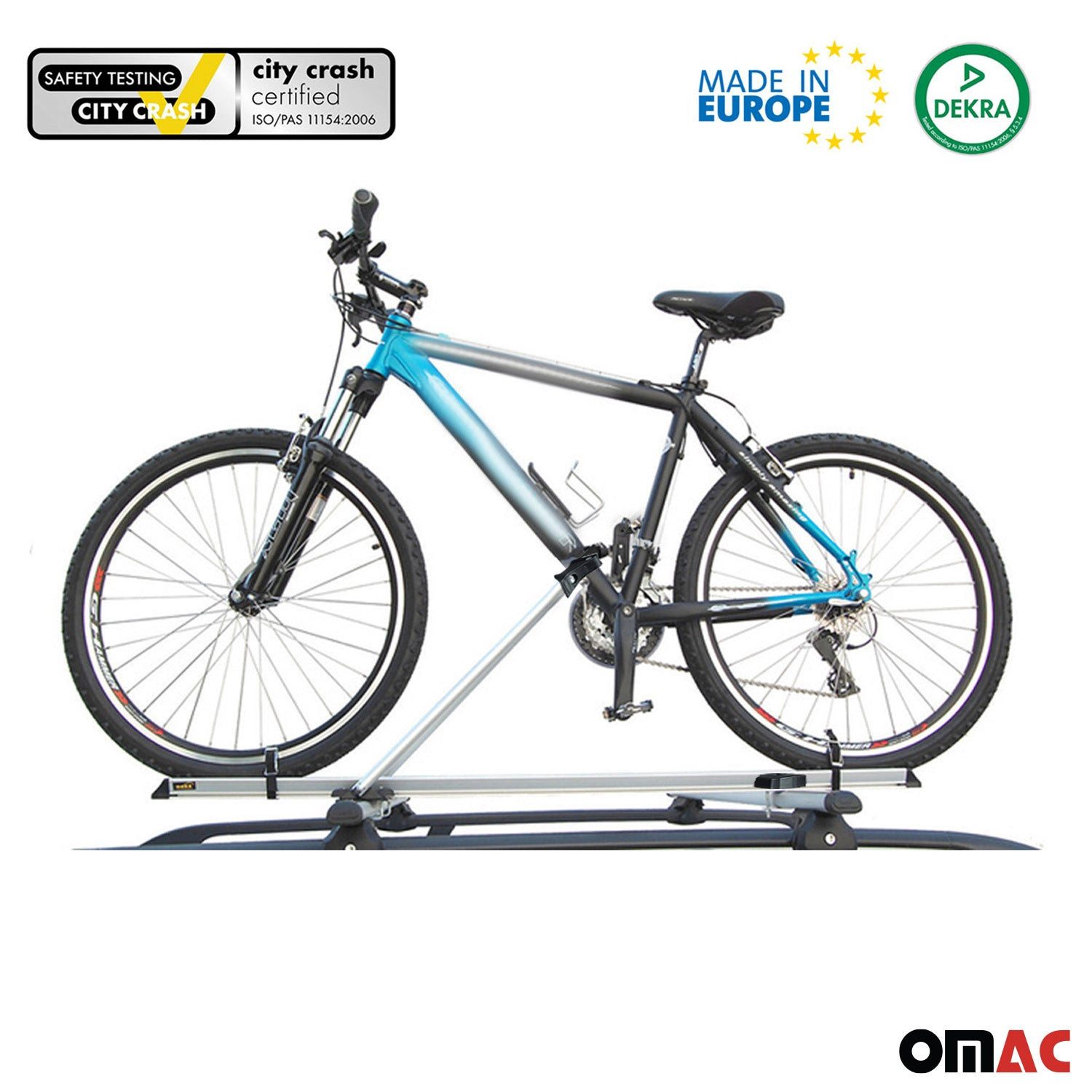 OMAC Dachfahrradträger Dachfahrradträger bis 17 kg Aluminium Silber Fahrradhalter, (1-tlg), Abnehmbar, Leichtgewichtig