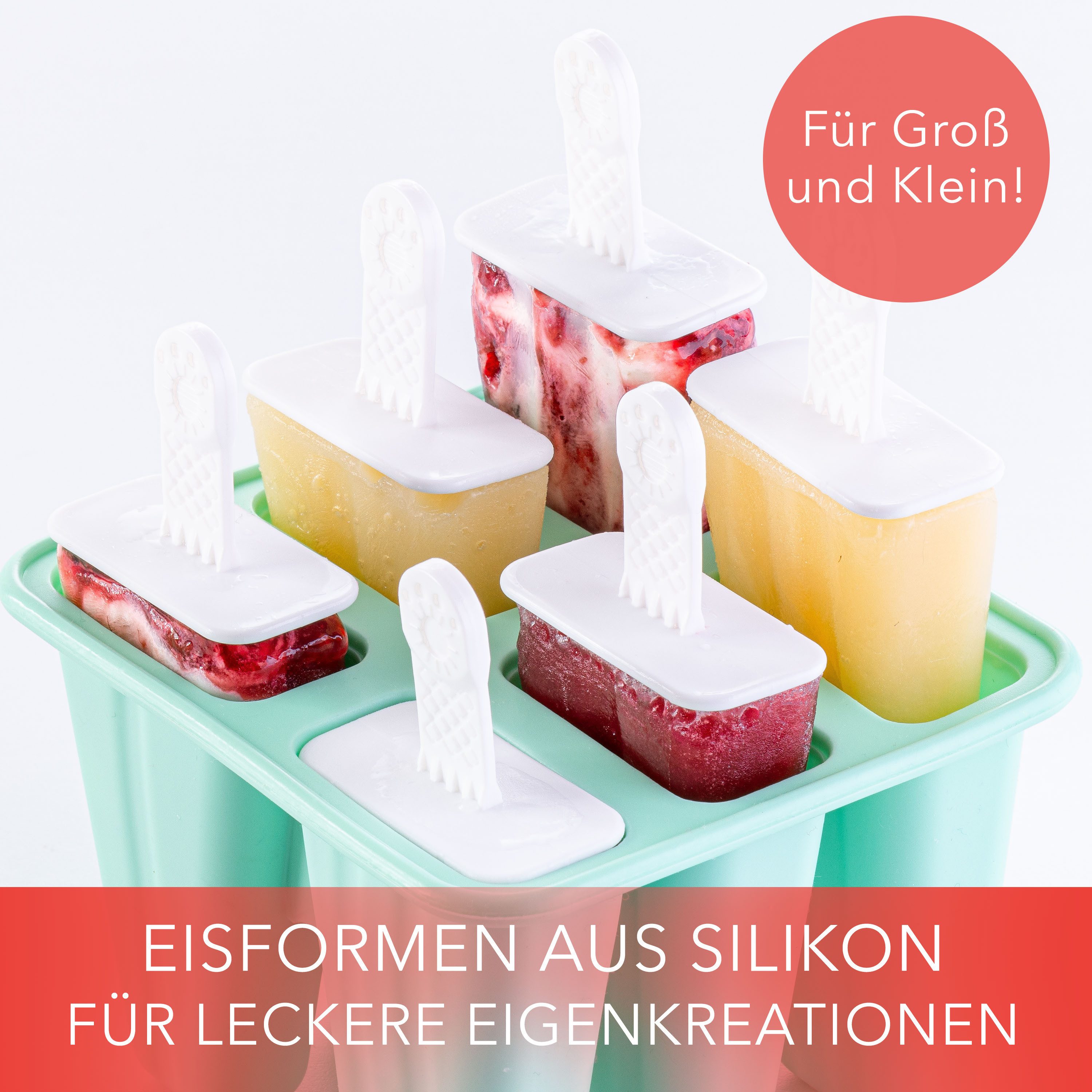 AVANA Eisform Silikon Eis am Stiel Formen 6 Stück Wassereis Eiscreme Eislutscher, BPA-frei, Wiederverwendbar