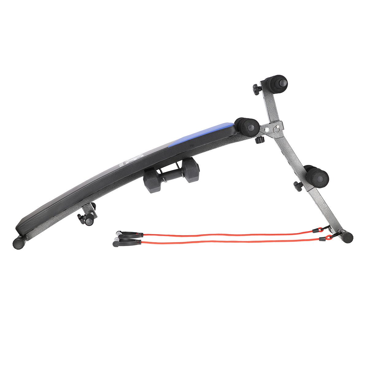 ONE FITNESS Schrägbank Bauchtrainer Rückentrainer Sit-up-Bank, (Spar-Set, 1-tlg., 135 x 55 x 67 cm klappbar), klappbar, höhenverstellbar, inkl. Kurzhanteln & Expander