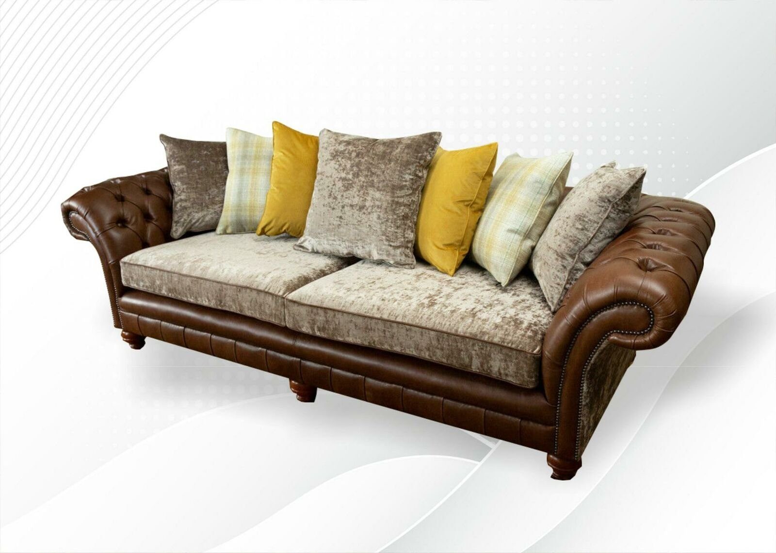 JVmoebel Big-Sofa Designer Made Chesterfield Sofa in Viersitzer Neu, Braunes Modernes Luxus Europe