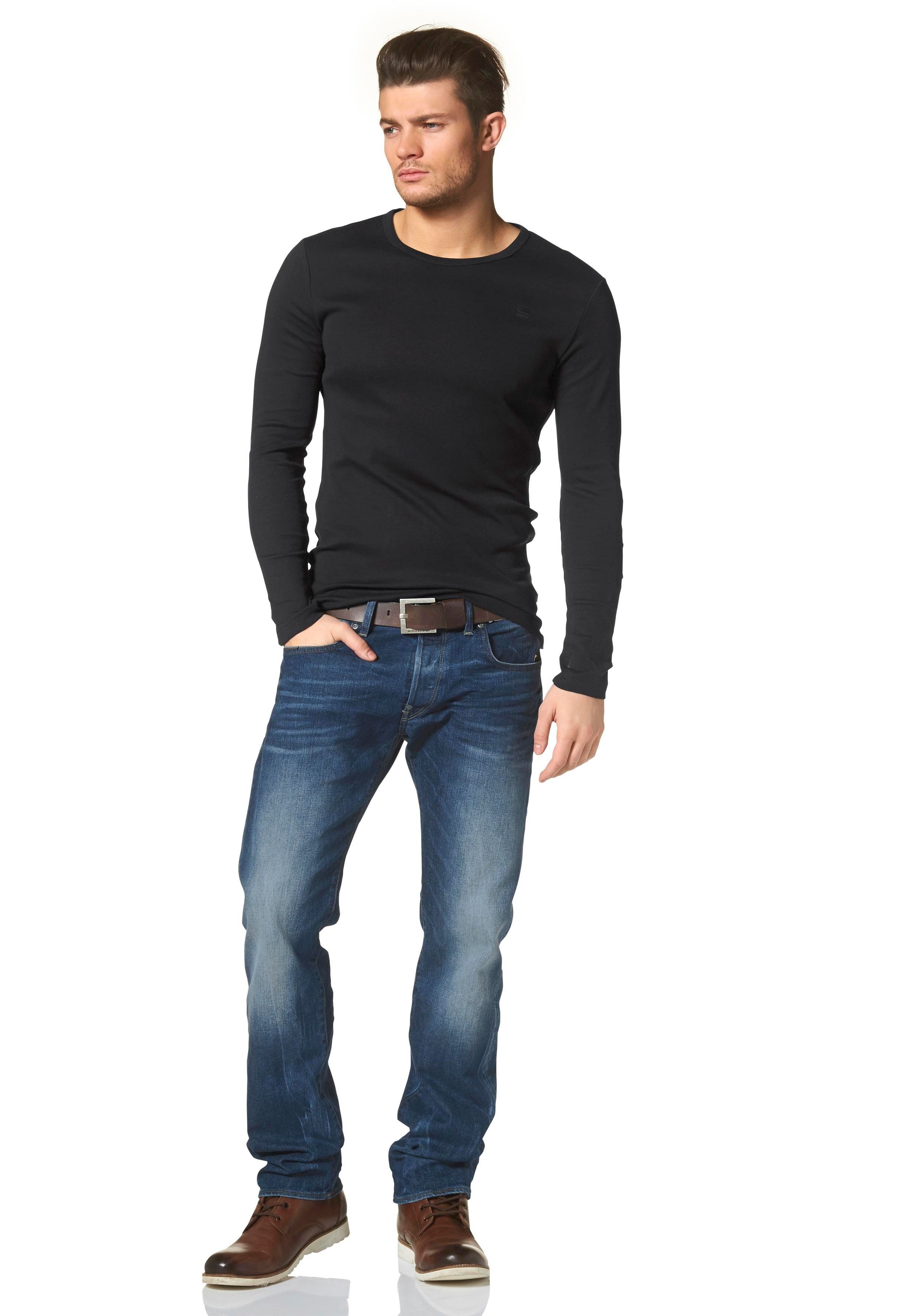 aus Baumwollqualität Basic-Artikel G-Star hochwertiger Langarmshirt RAW blickdichter, black