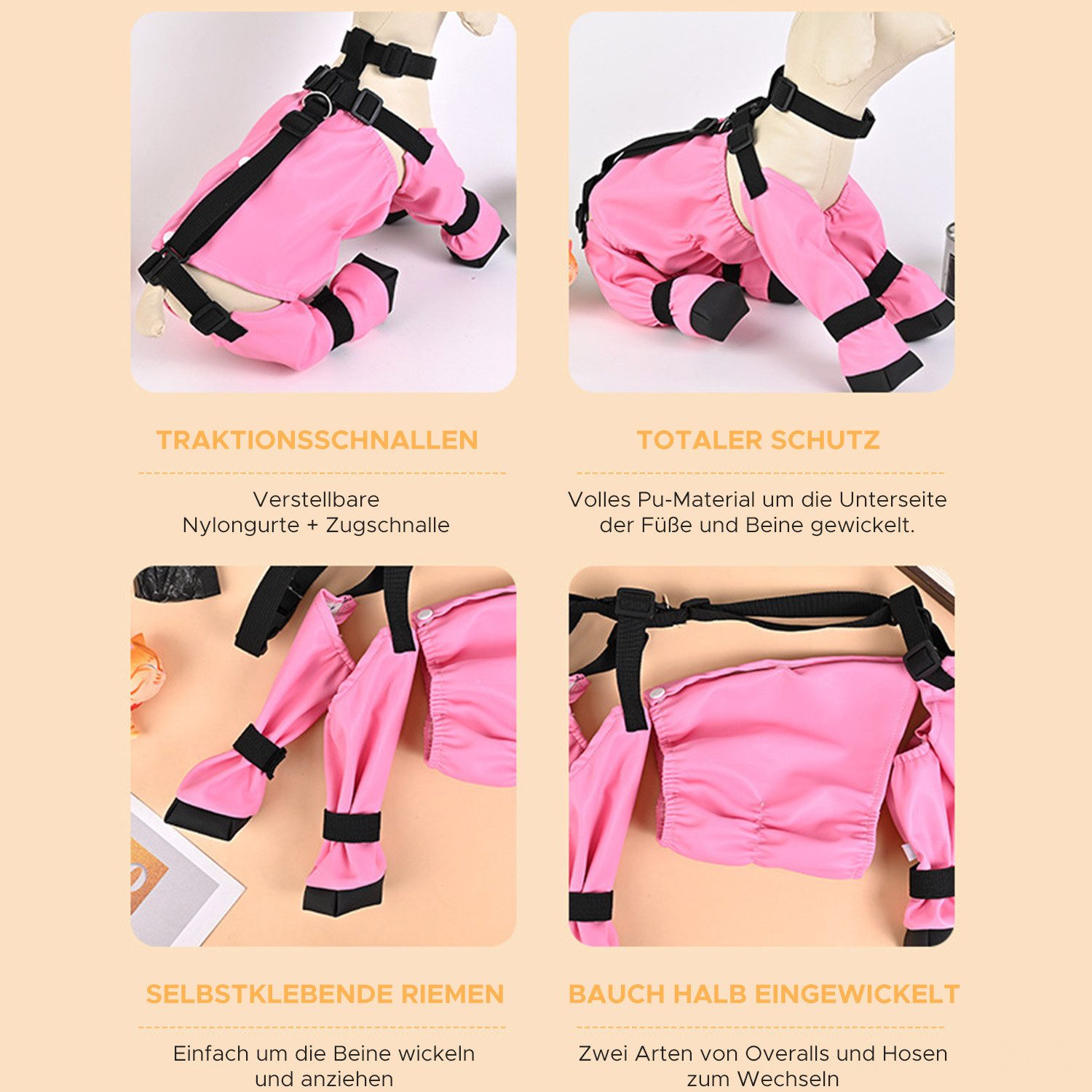 Refttenw Pfotenschutz Hundepfoten Stiefel Leggings Verstellbare Hundehose Hundestiefel