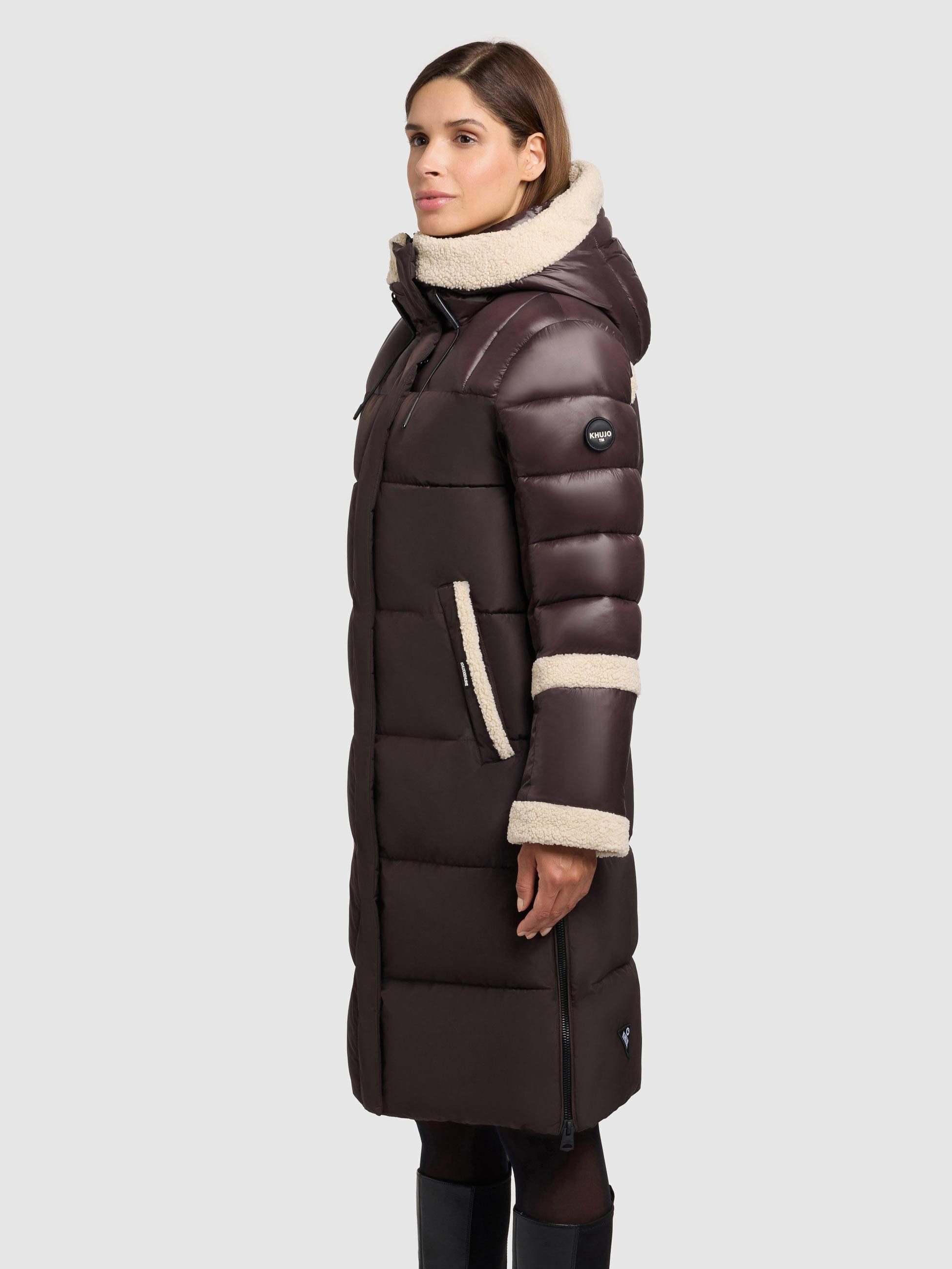 khujo Steppmantel Desna2 Langer gesteppter Damen Mantel mit zahlreichen Features