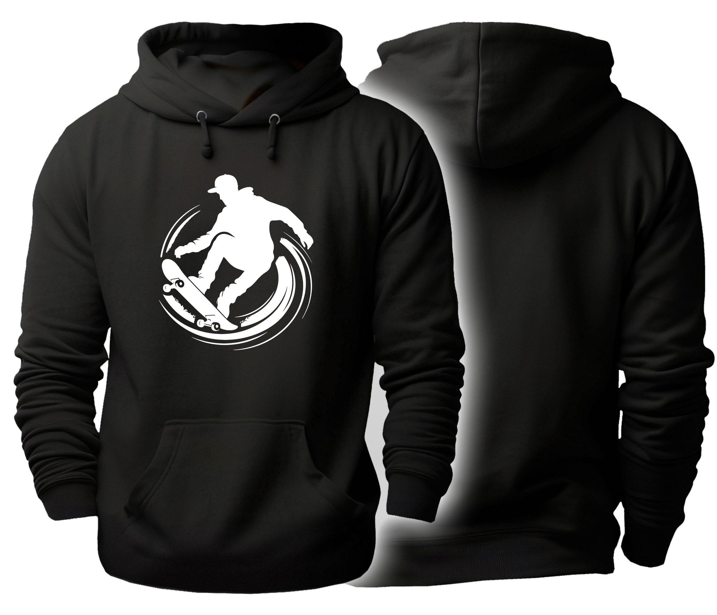 Hoodie Skater Kapuzen Pulli - Skateboarder Silhouette