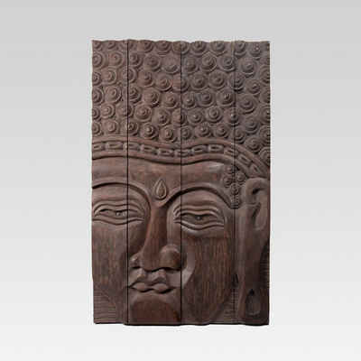 Rikmani Wandbild Panel mit Buddha / Massivholz Vollholz Deko Wohnzimmer Wanddeko, Shakmayuni