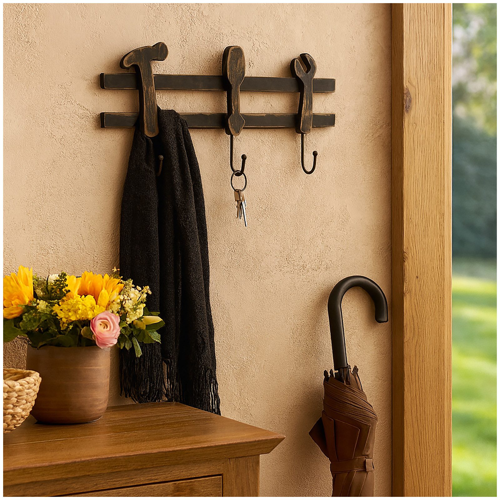 HTI-Line Шкафыleiste Garderobe Valja (Stück, 1 St., 1x Wandgarderobe, ohne Dekoration), Kleiderhaken Hakenleiste Shabby