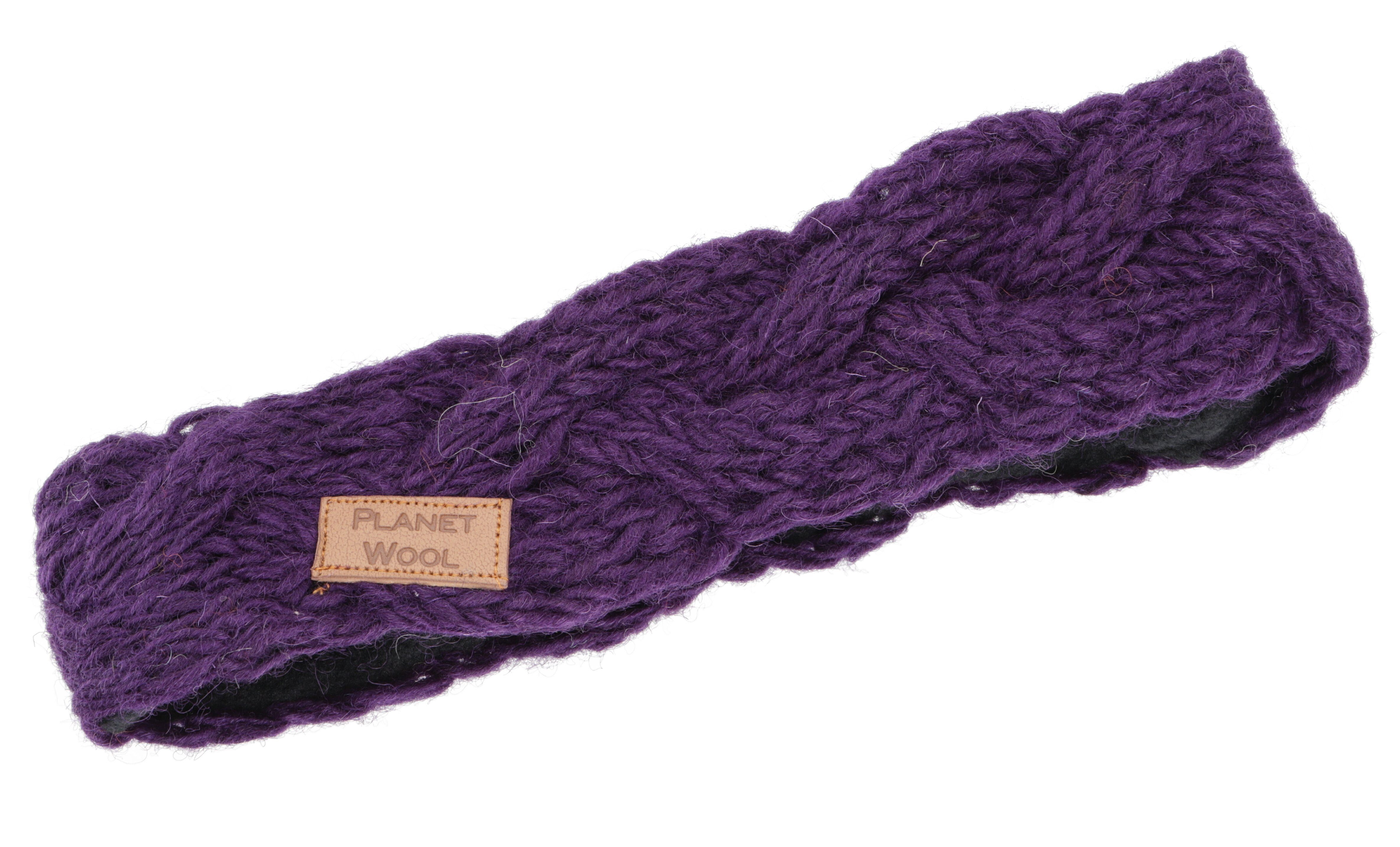 Guru-Shop Stirnband Geflochtenes Woll-Strick-Stirnband, gestrickter.. violett