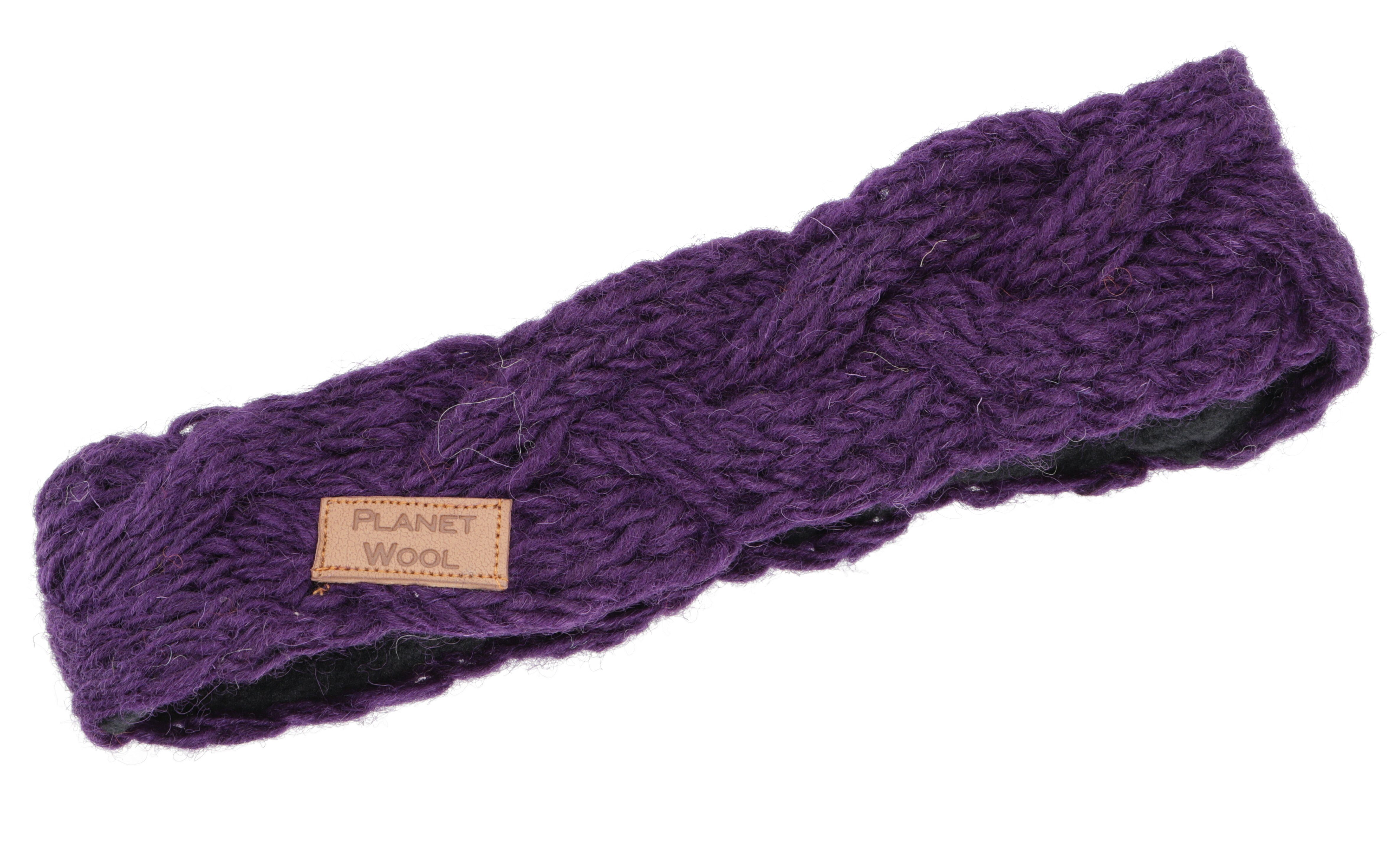 Guru-Shop gestrickter.. violett Woll-Strick-Stirnband, Geflochtenes Stirnband