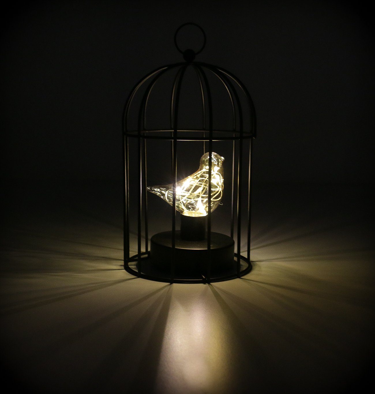 Bubble-Store Tischleuchte Käfiglampe, Vogel mit 8 LEDs, LED fest integriert, Tischleuchte mit An/Aus-Schalter
