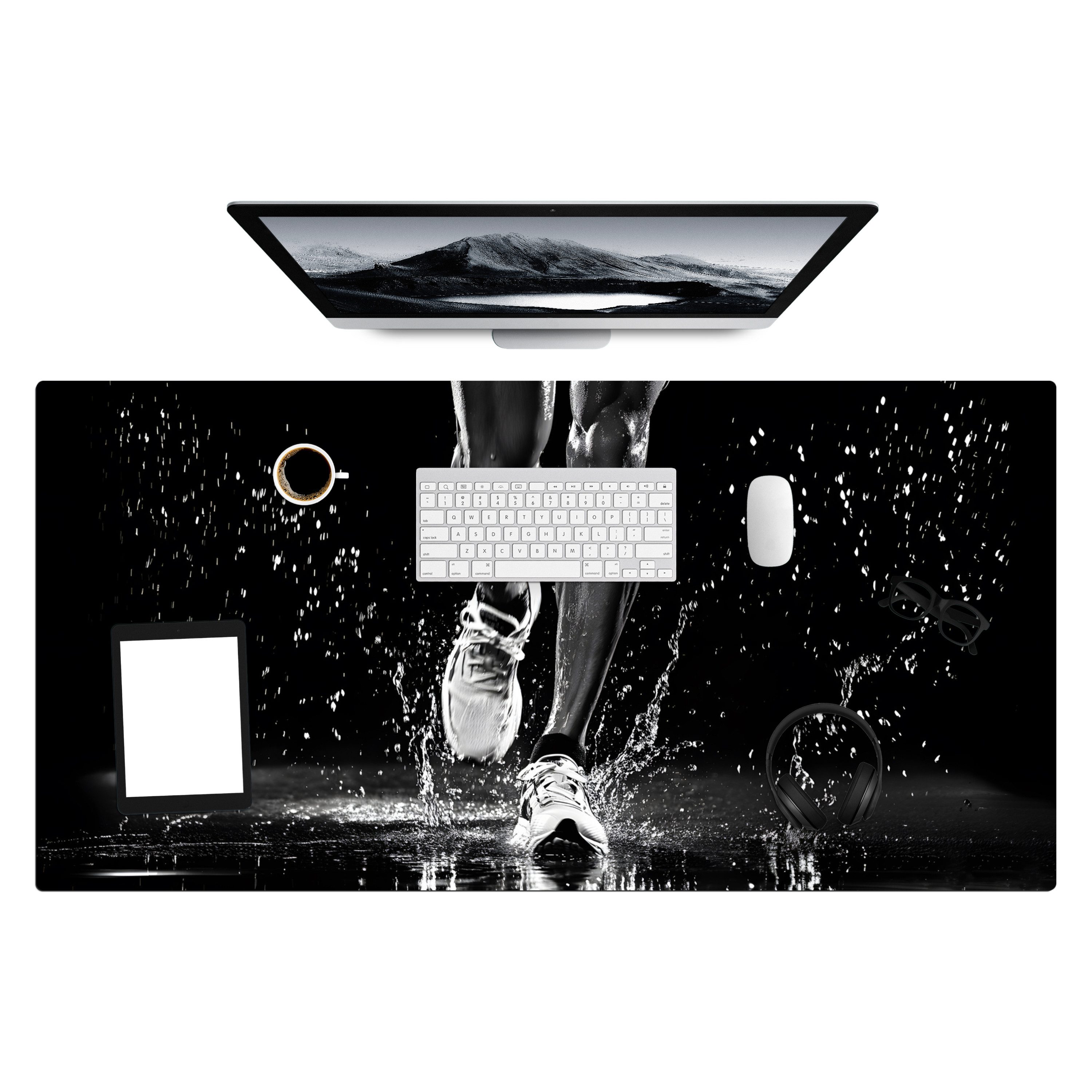 MuchoWow Gaming Mauspad Laufschuhe - Laufen - Drops - Schwarz (1-St), Gaming Mauspad XXL, Schreibtischunterlage, Gaming Zubehör, 120x60 cm