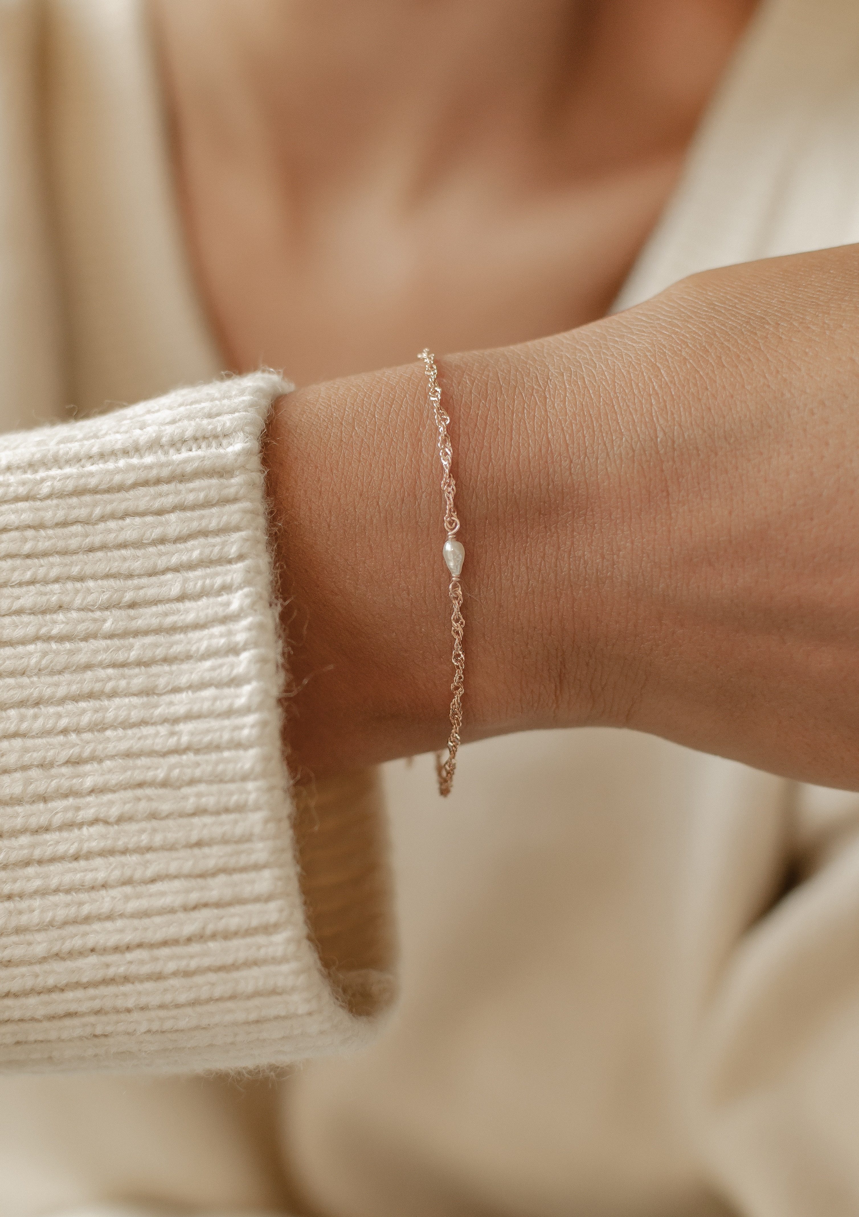 Hey Happiness Perlenarmband mit weißer Süßwasserperle, Zarte 925 Silber Dam günstig online kaufen