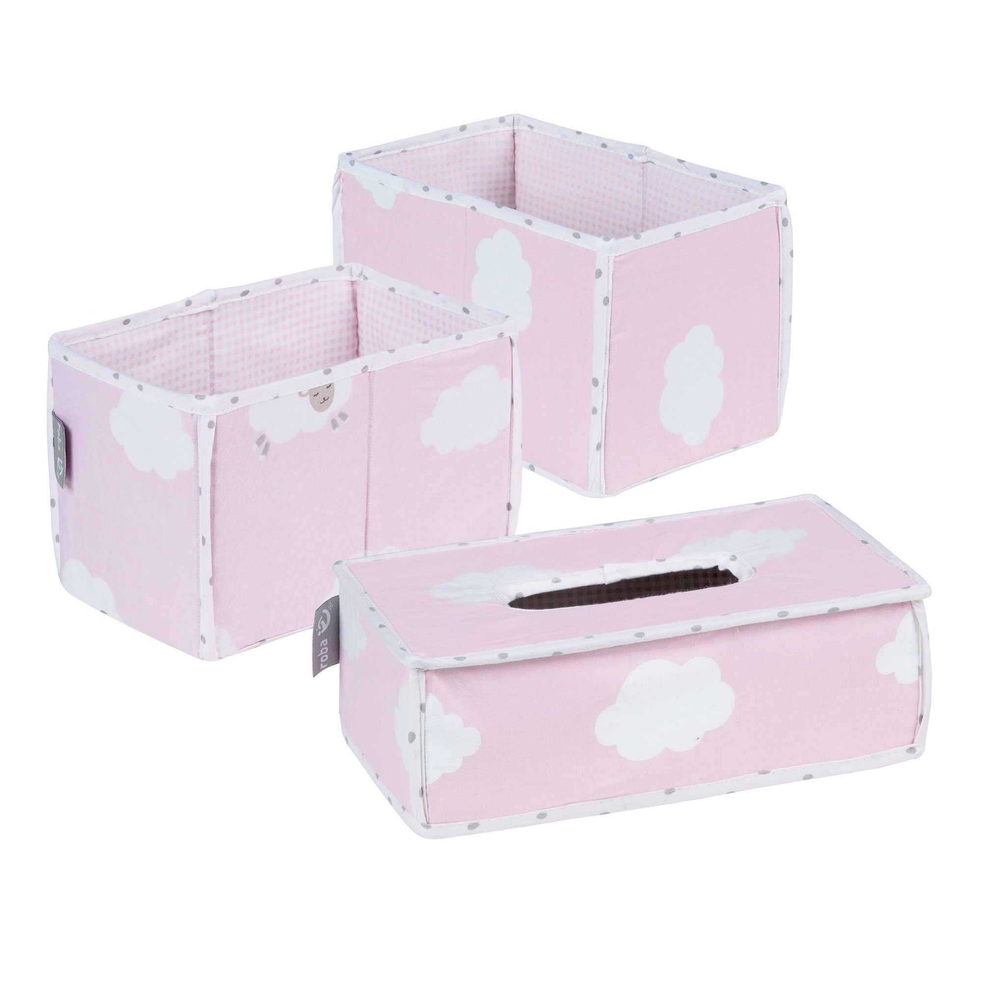 roba® Badorganizer Pflegeorganizer-Set (3 St), 2 Boxen für Windeln & Zubehör, 1 Feuchtücherbox