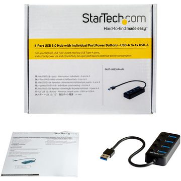 Startech.com USB-Verteiler STARTECH.COM 4 Port USB3.0 Hub - 4xUSB-A mit individuellen An/Aus-Scha